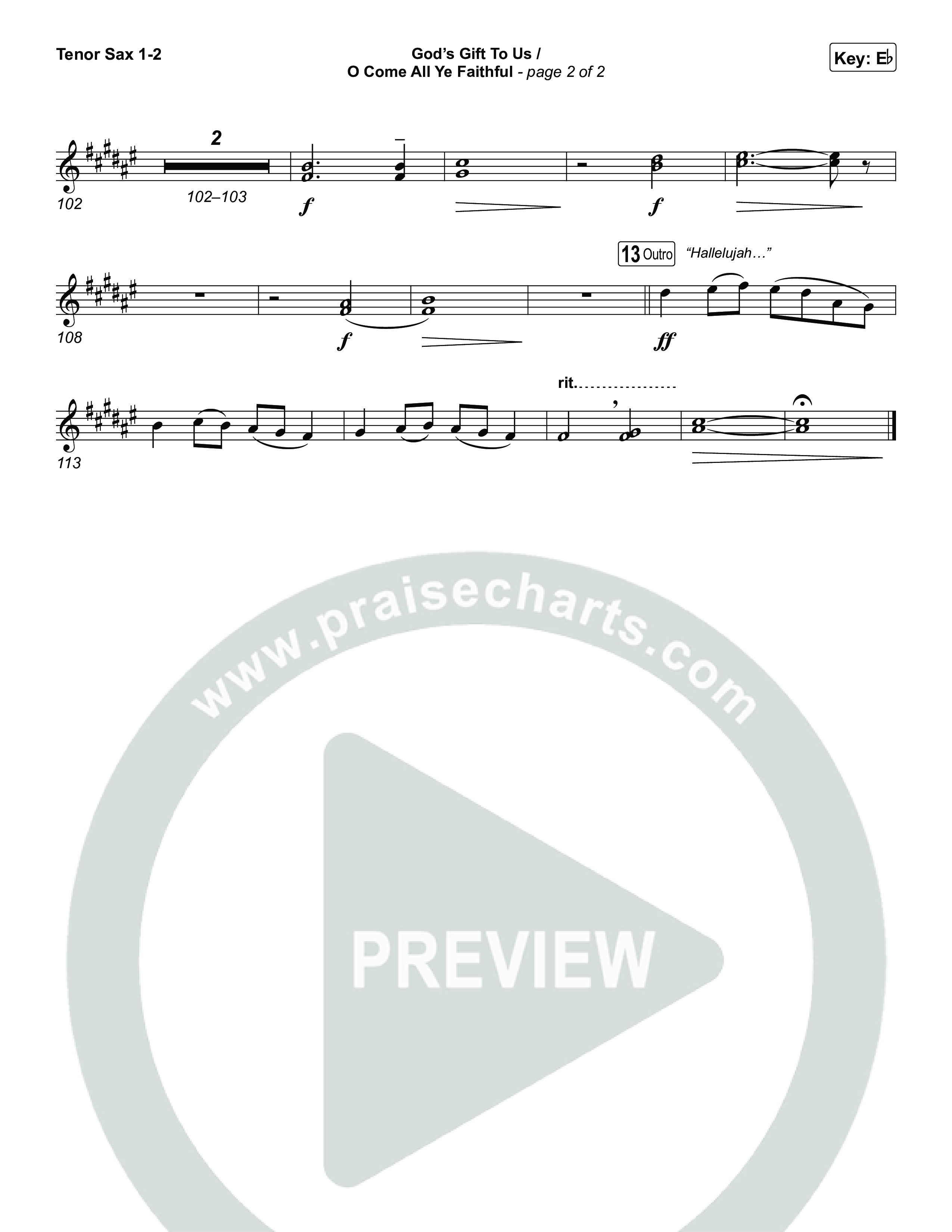 God's Gift To Us / O Come All Ye Faithful (Choral/SATB) Tenor Sax 1,2 (Cheryl Stark / Arr. Travis Cottrell / Orch. Mason Brown)