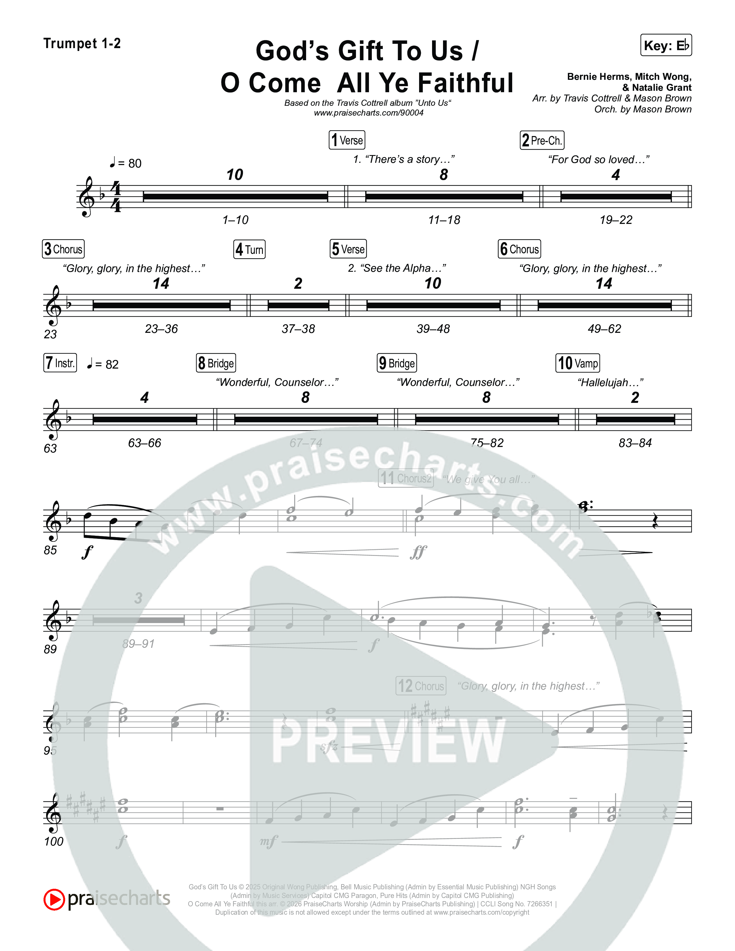 God's Gift To Us / O Come&nbsp;All Ye Faithful (Choral/SATB) Brass Pack (Cheryl Stark / Arr. Travis Cottrell / Orch. Mason Brown)