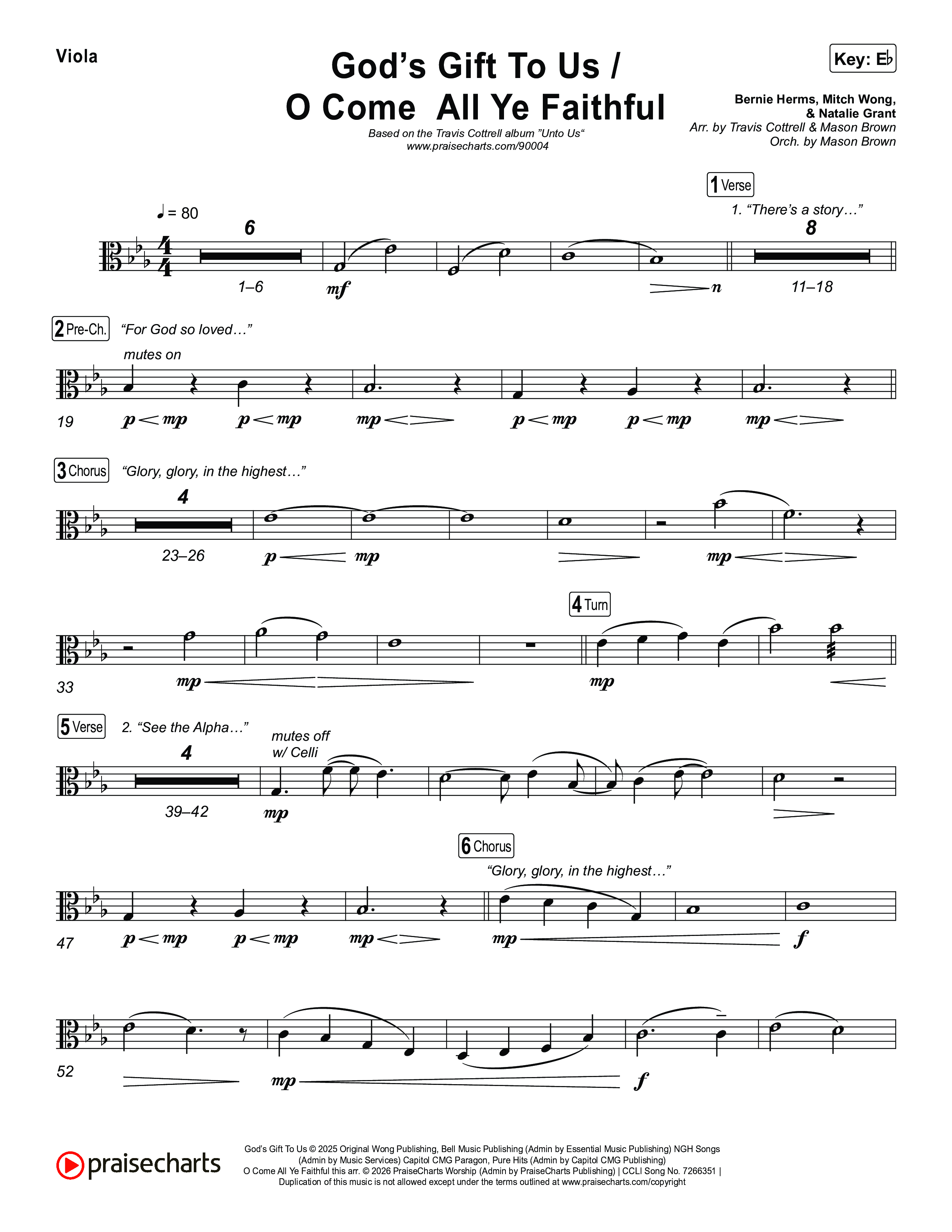 God's Gift To Us / O Come&nbsp;All Ye Faithful (Choral/SATB) Viola (Cheryl Stark / Arr. Travis Cottrell / Orch. Mason Brown)
