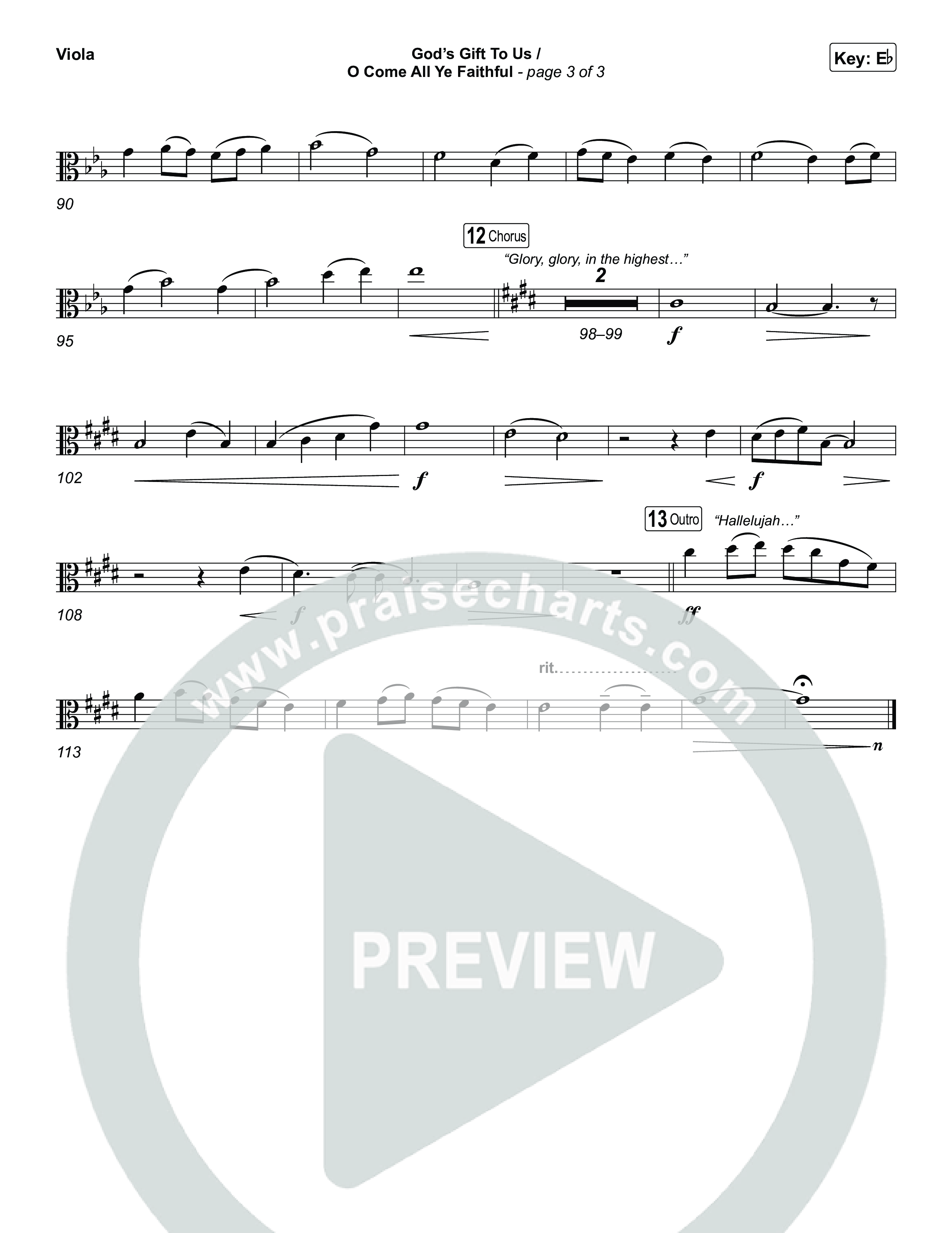 God's Gift To Us / O Come&nbsp;All Ye Faithful (Choral/SATB) Viola (Cheryl Stark / Arr. Travis Cottrell / Orch. Mason Brown)