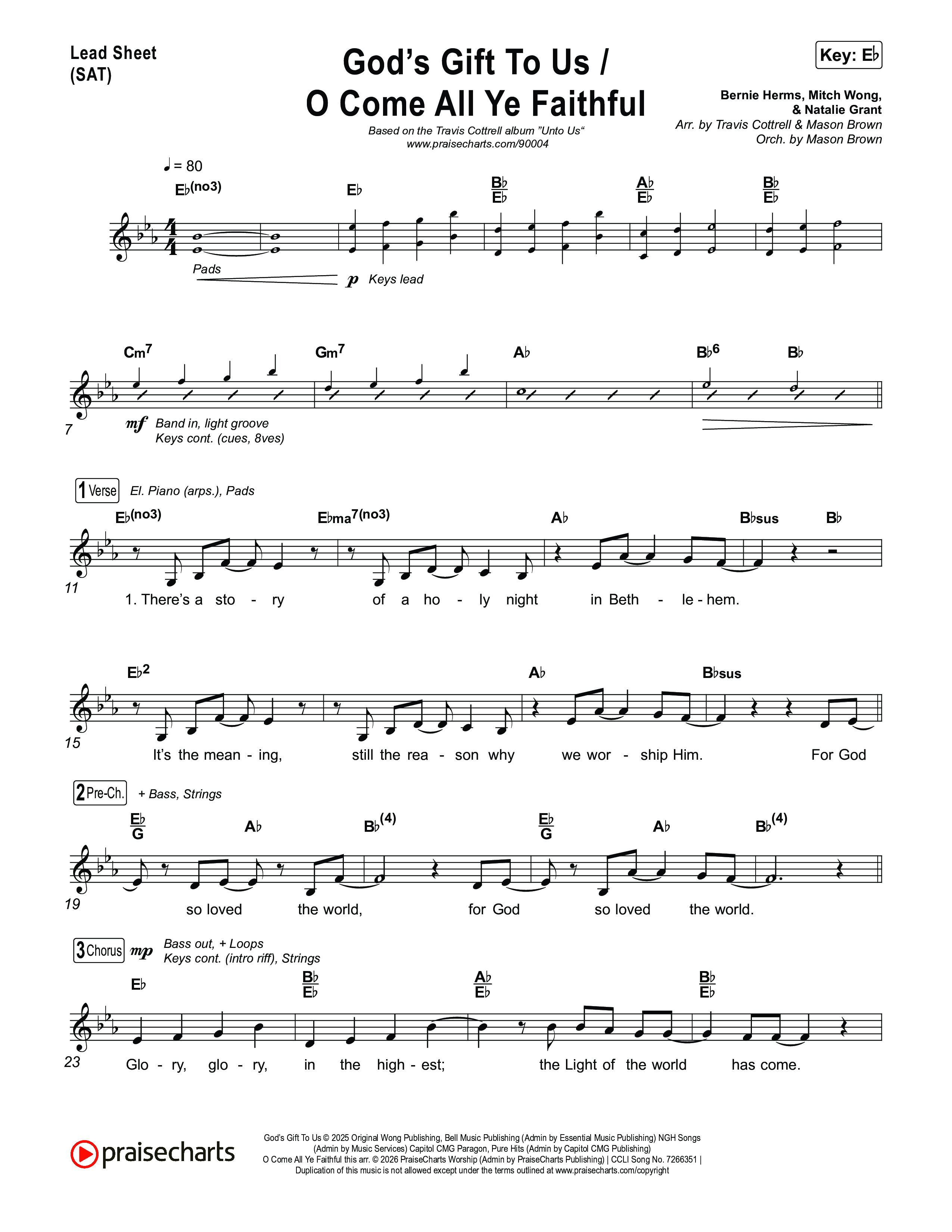 God's Gift To Us / O Come&nbsp;All Ye Faithful (Choral/SATB) Lead Sheet (SAT) (Cheryl Stark / Arr. Travis Cottrell / Orch. Mason Brown)