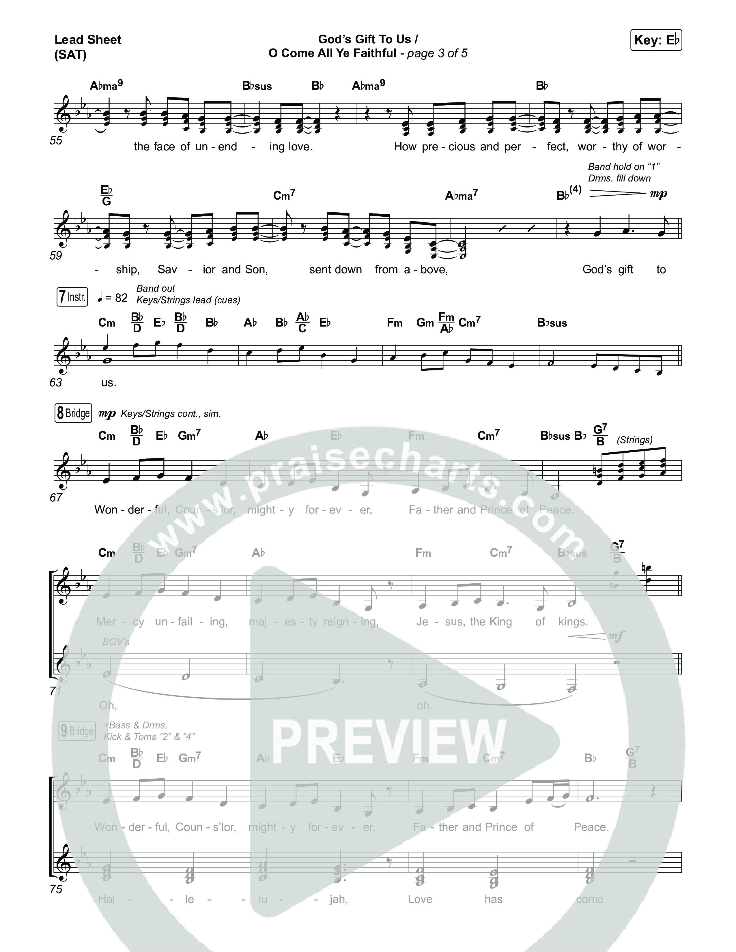 God's Gift To Us / O Come&nbsp;All Ye Faithful (Choral/SATB) Lead Sheet (SAT) (Cheryl Stark / Arr. Travis Cottrell / Orch. Mason Brown)