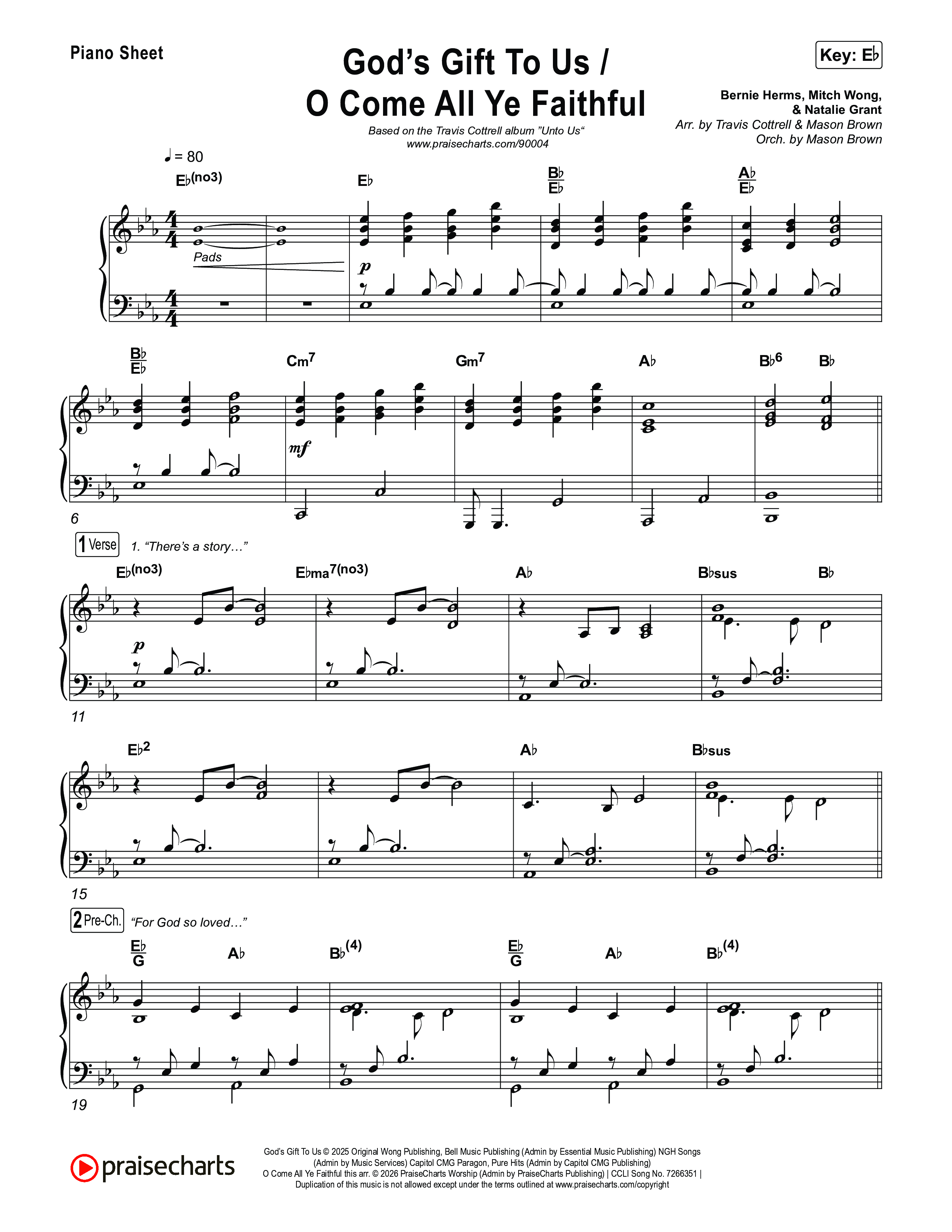 God's Gift To Us / O Come&nbsp;All Ye Faithful (Choral/SATB) Piano Sheet (Cheryl Stark / Arr. Travis Cottrell / Orch. Mason Brown)