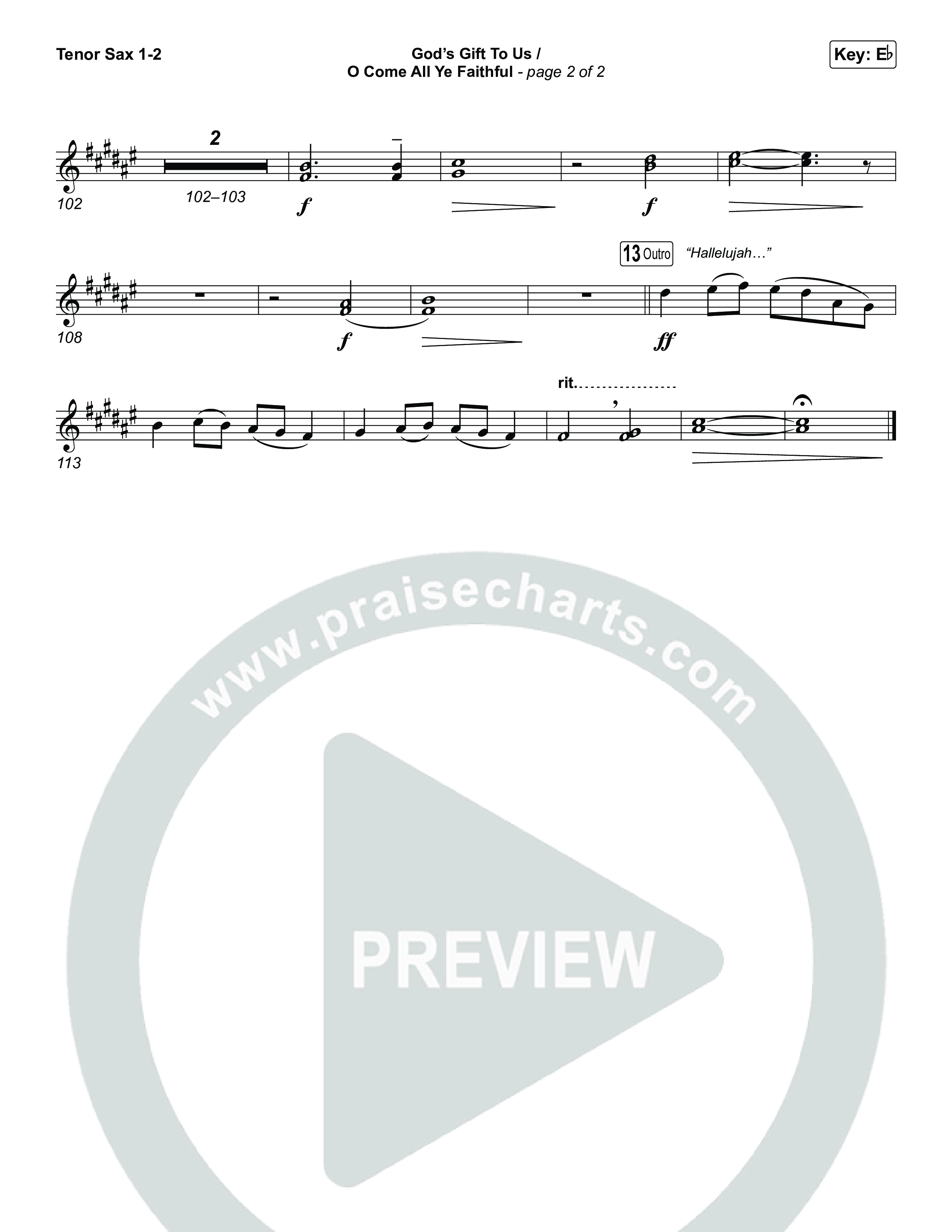 God's Gift To Us / O Come&nbsp;All Ye Faithful (Choral/SATB) Tenor Sax 1,2 (Cheryl Stark / Arr. Travis Cottrell / Orch. Mason Brown)
