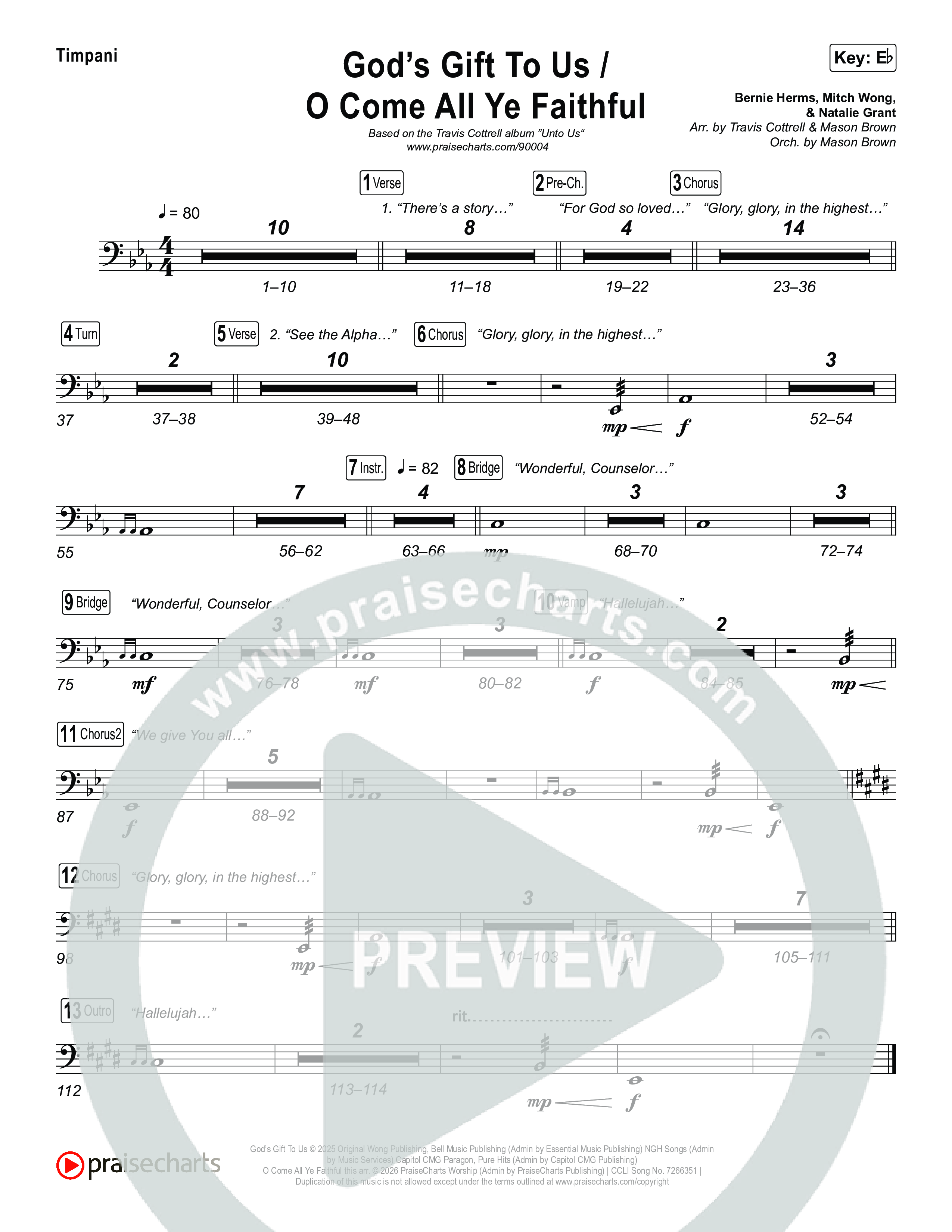 God's Gift To Us / O Come&nbsp;All Ye Faithful (Choral/SATB) Timpani (Cheryl Stark / Arr. Travis Cottrell / Orch. Mason Brown)