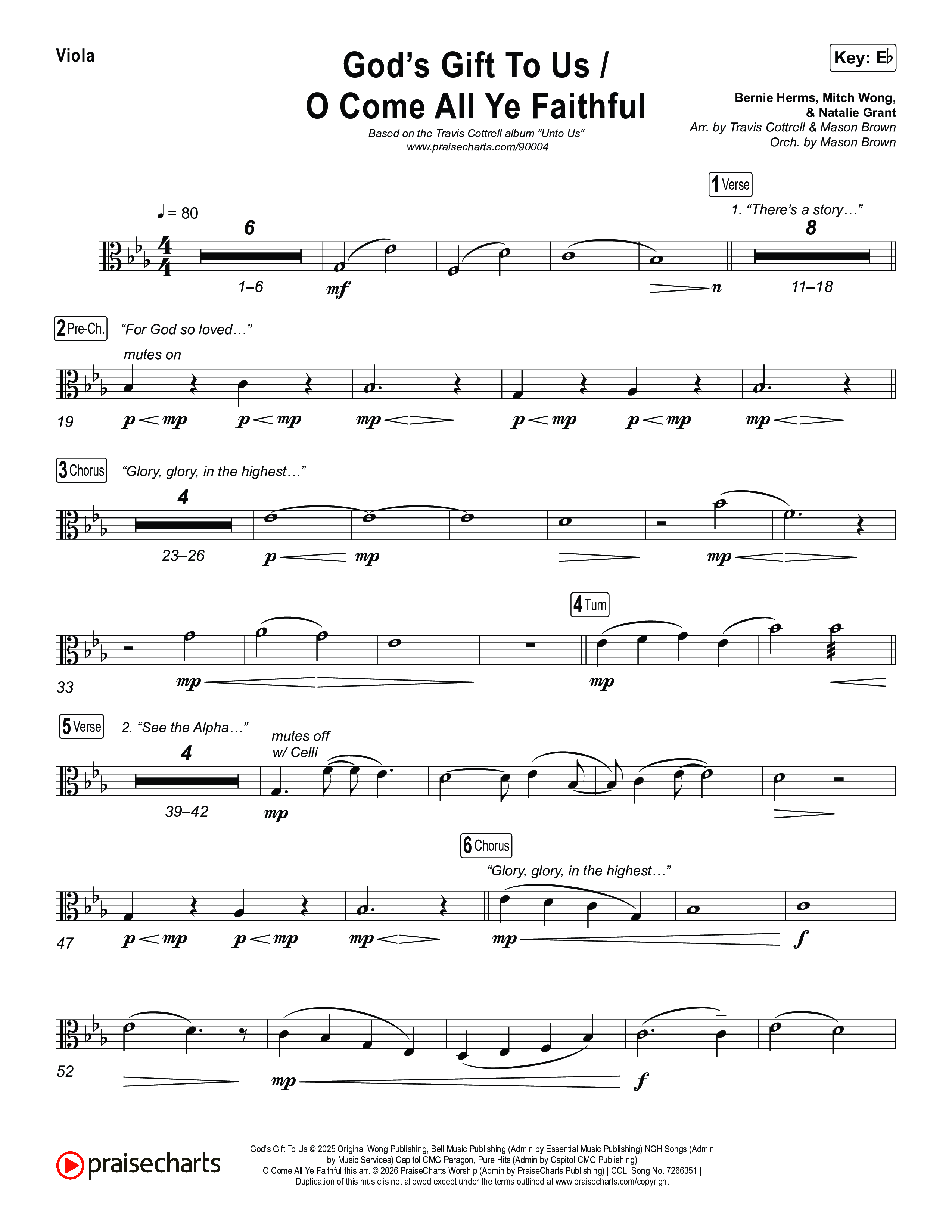 God's Gift To Us / O Come&nbsp;All Ye Faithful (Choral/SATB) Viola (Cheryl Stark / Arr. Travis Cottrell / Orch. Mason Brown)