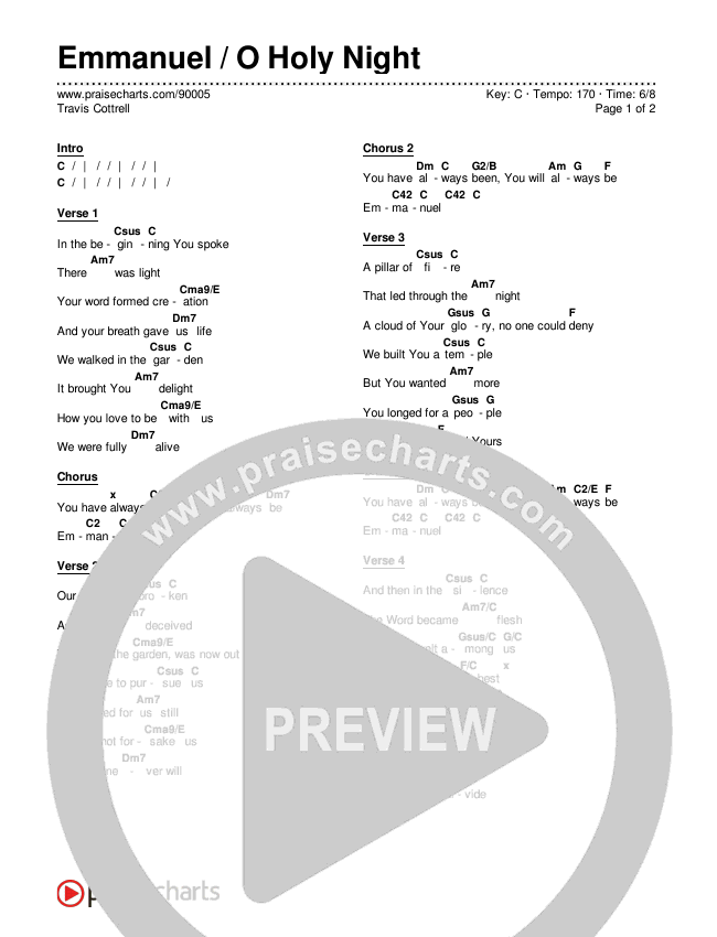 Emmanuel / O Holy Night (Choral/SATB) Chords & Lyrics (Travis Cottrell / Brooke Voland / Arr. Mason Brown)