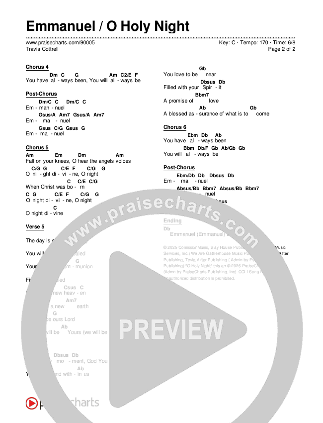Emmanuel / O Holy Night (Choral/SATB) Chords & Lyrics (Travis Cottrell / Brooke Voland / Arr. Mason Brown)