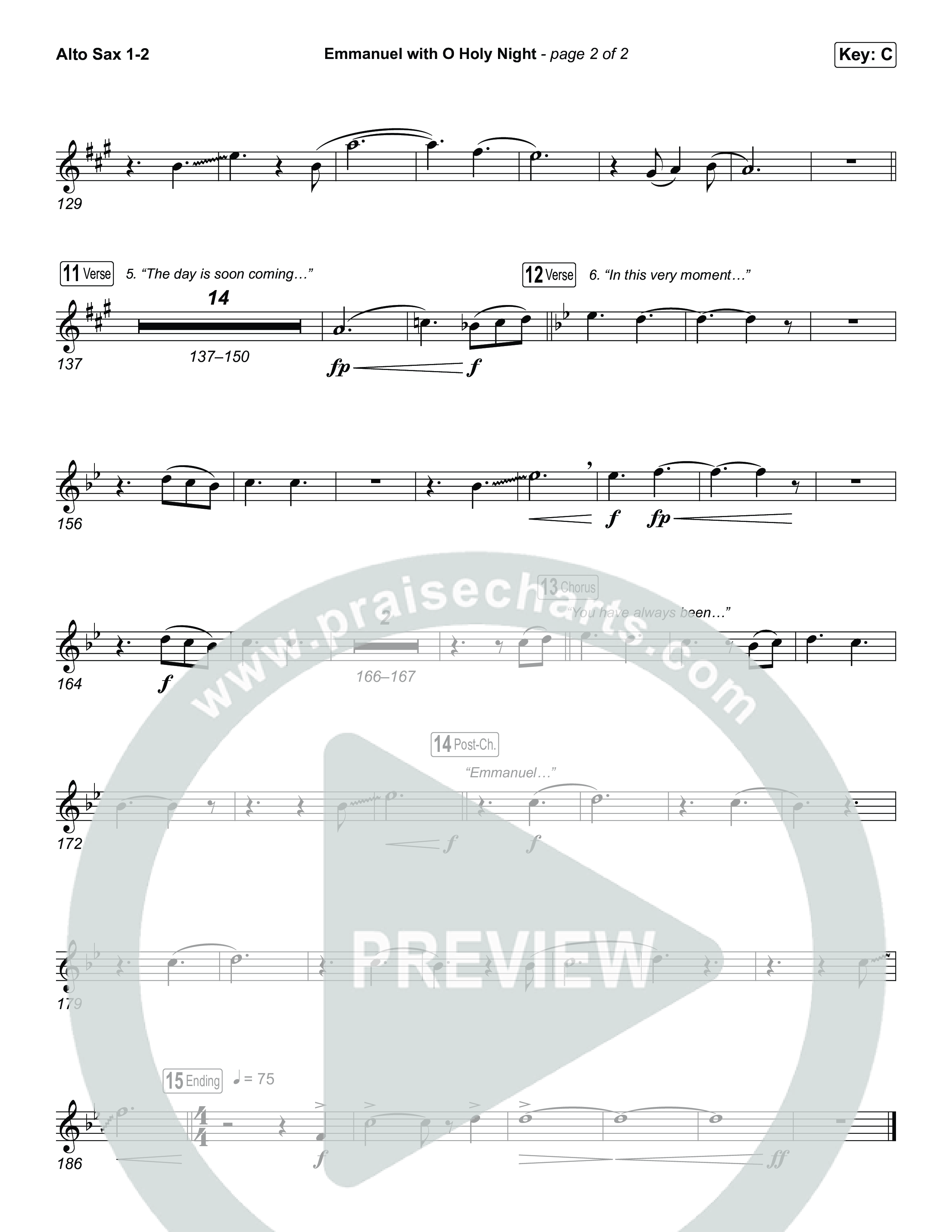 Emmanuel / O Holy Night (Choral/SATB) Alto Sax 1,2 (Travis Cottrell / Brooke Voland / Arr. Mason Brown)