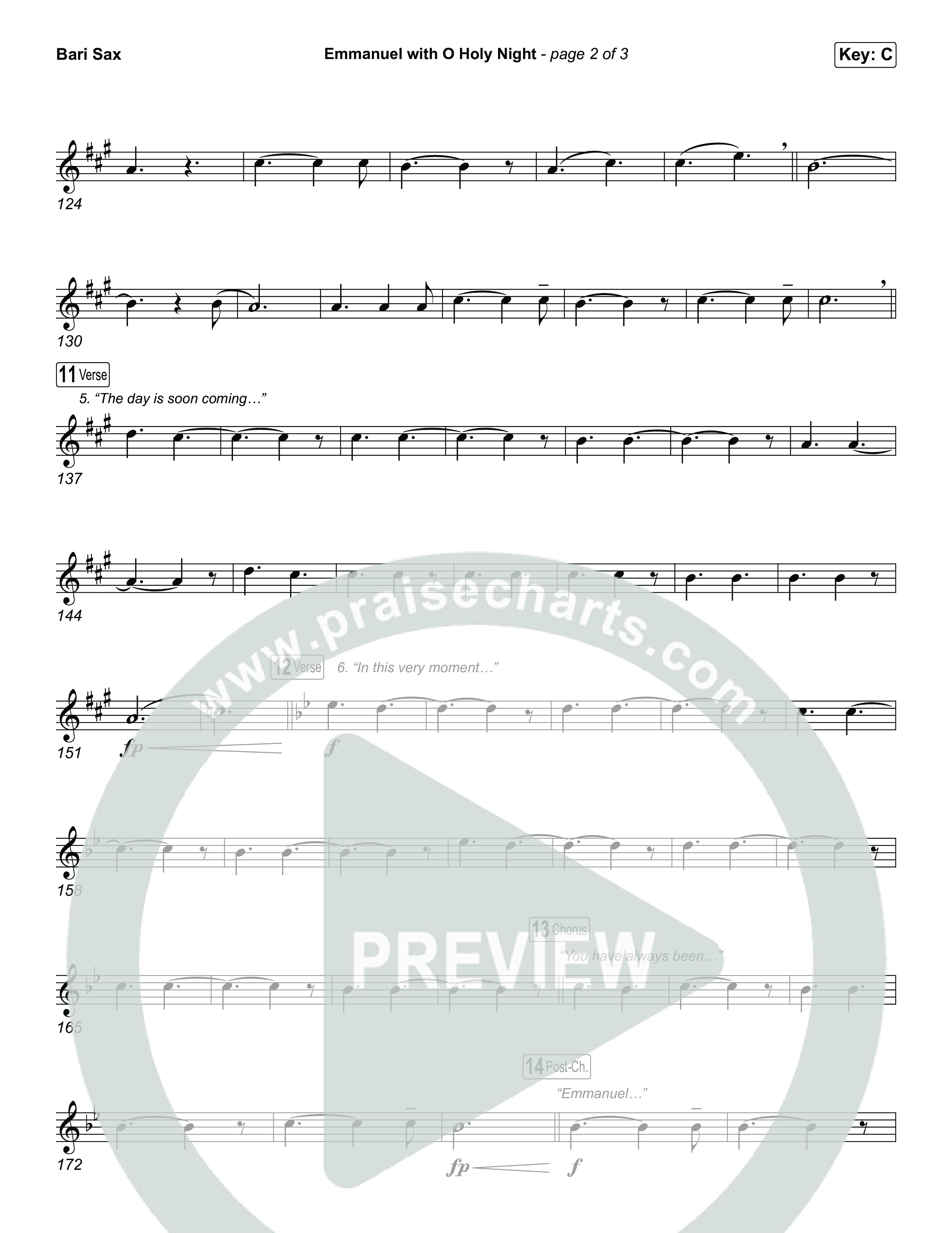 Emmanuel / O Holy Night (Choral/SATB) Bari Sax (Travis Cottrell / Brooke Voland / Arr. Mason Brown)