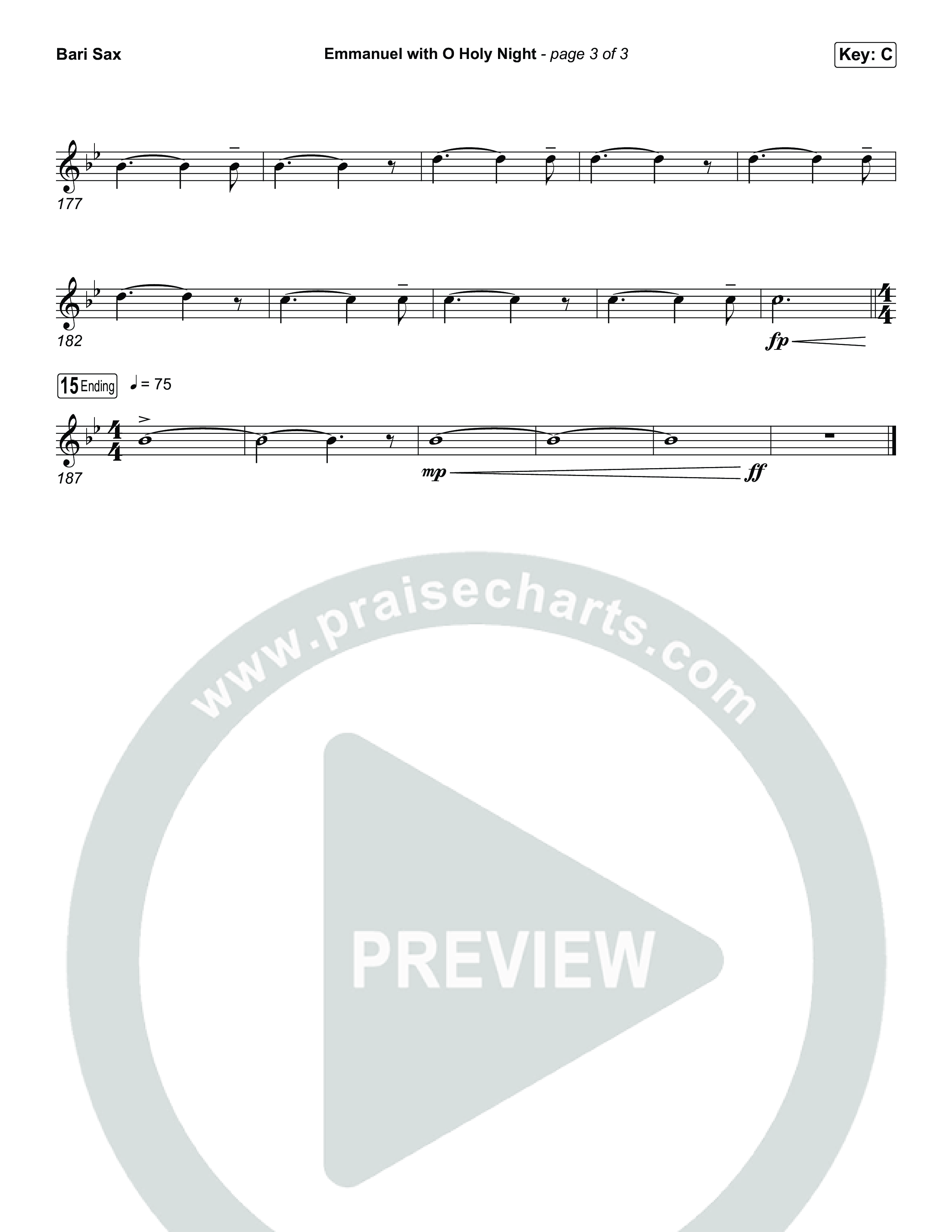 Emmanuel / O Holy Night (Choral/SATB) Bari Sax (Travis Cottrell / Brooke Voland / Arr. Mason Brown)