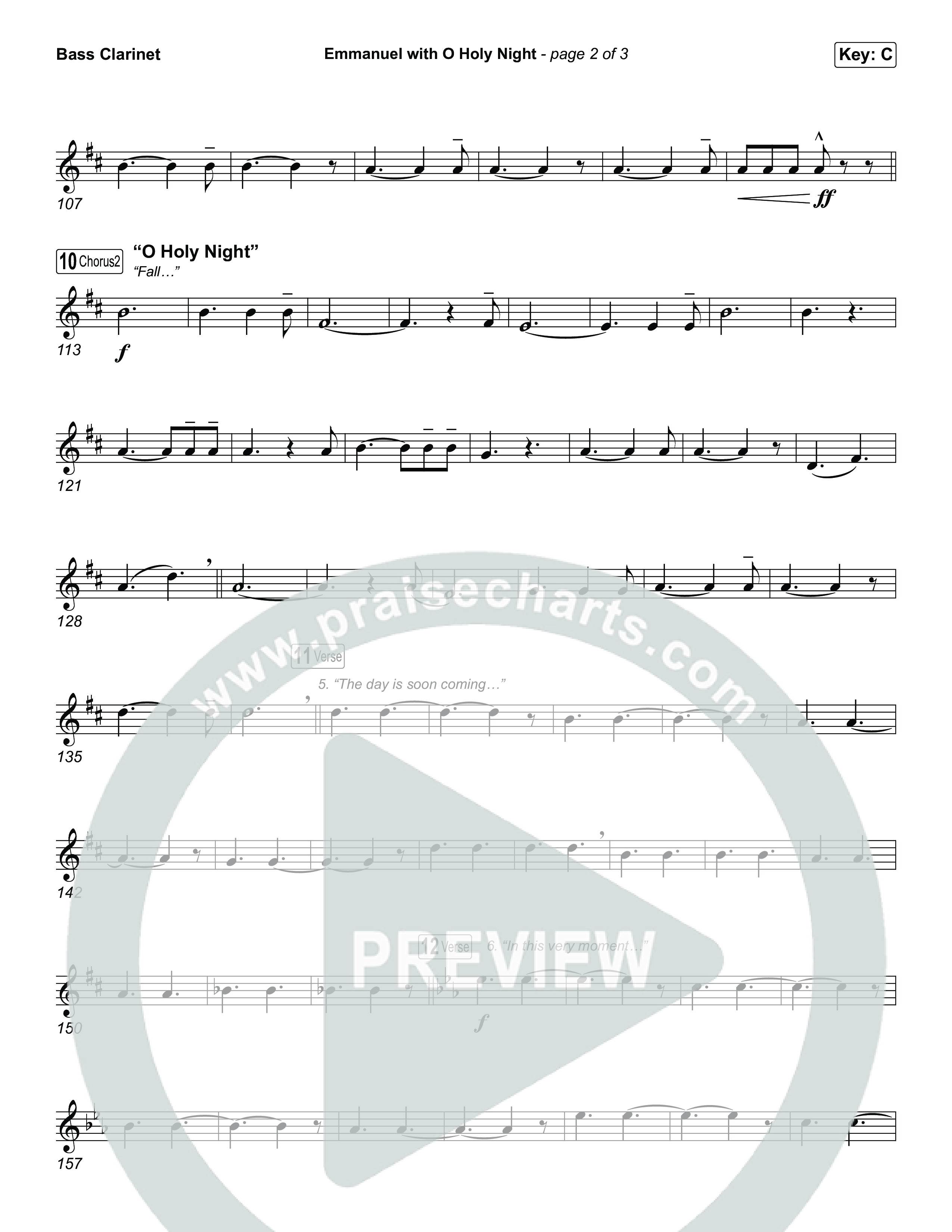 Emmanuel / O Holy Night (Choral/SATB) Bass Clarinet (Travis Cottrell / Brooke Voland / Arr. Mason Brown)
