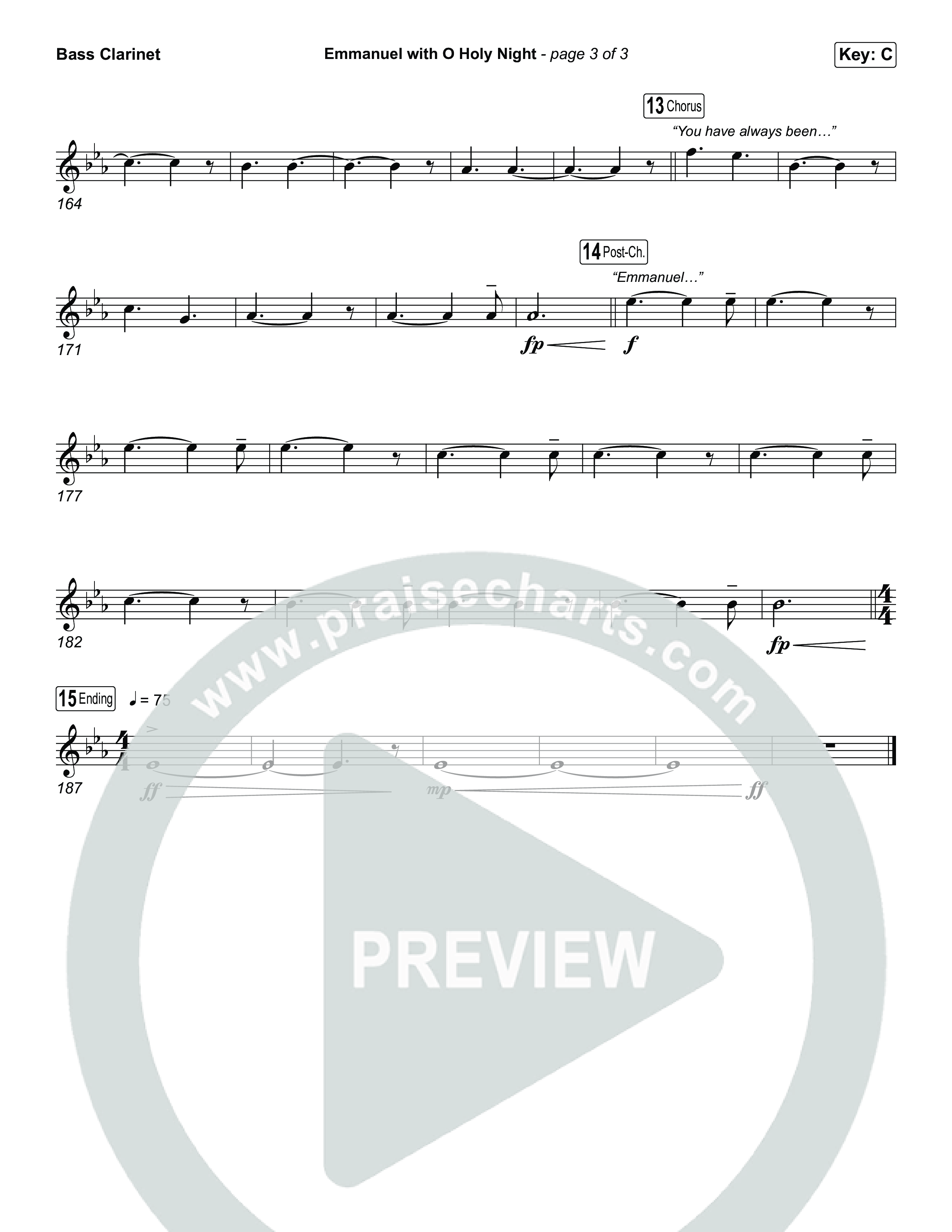 Emmanuel / O Holy Night (Choral/SATB) Bass Clarinet (Travis Cottrell / Brooke Voland / Arr. Mason Brown)
