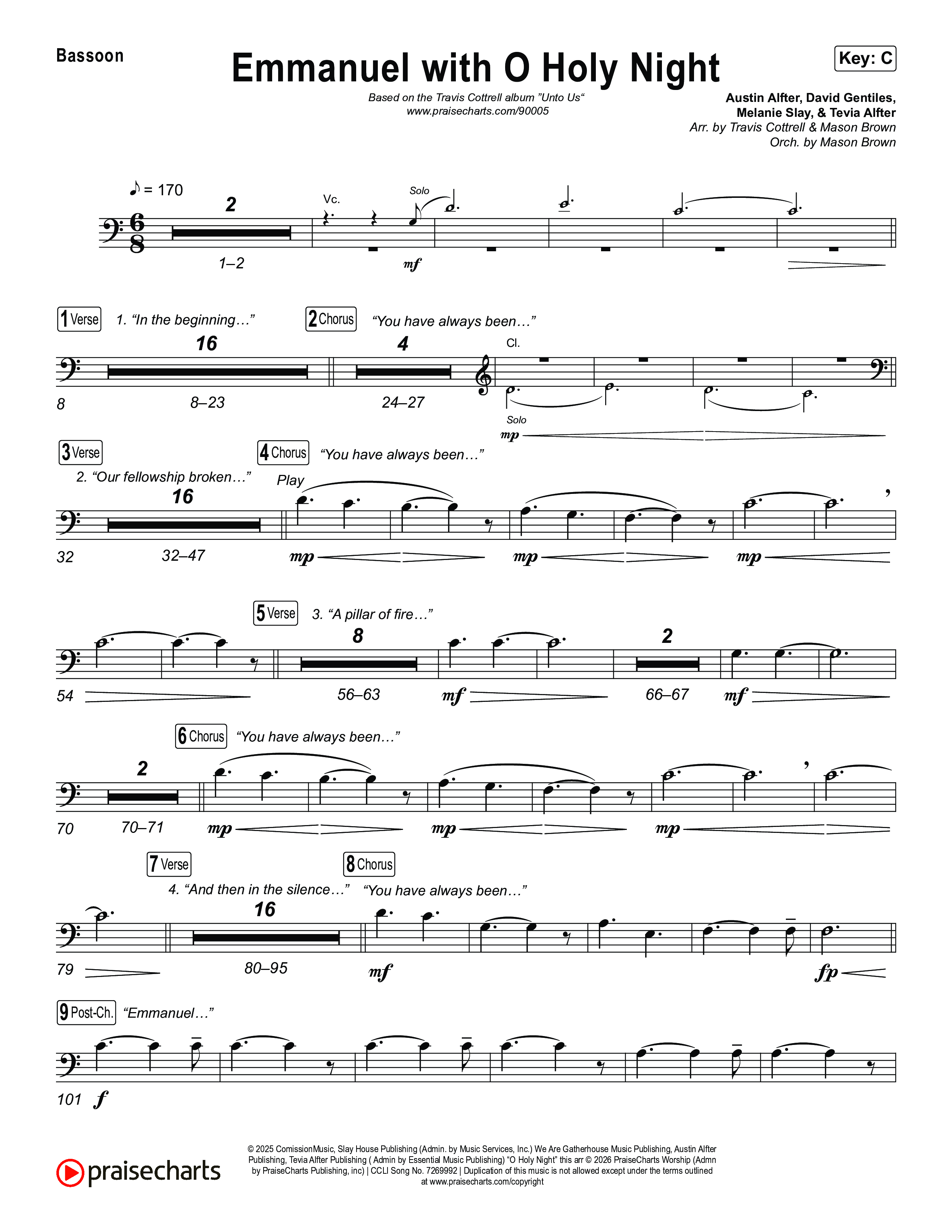Emmanuel / O Holy Night (Choral/SATB) Bassoon (Travis Cottrell / Brooke Voland / Arr. Mason Brown)