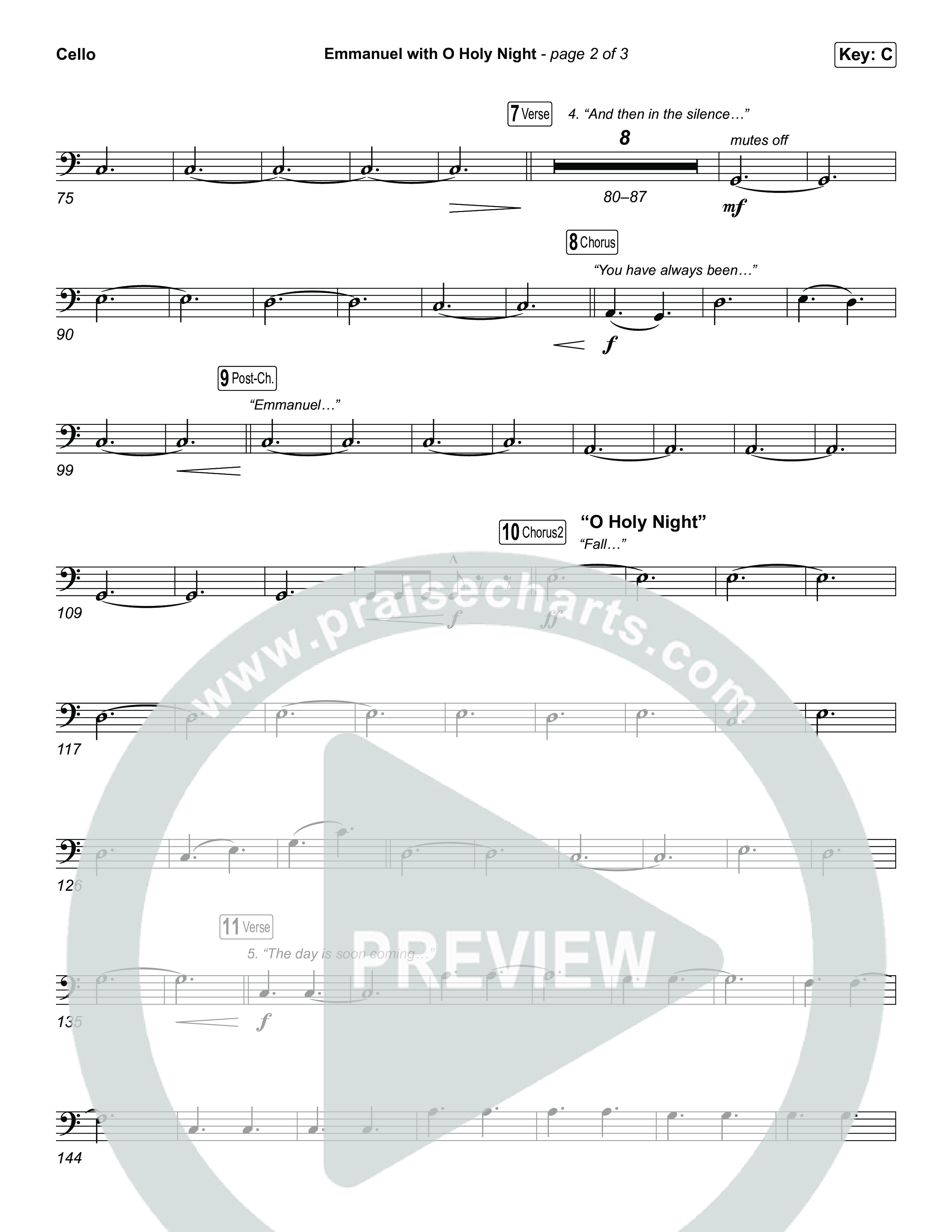 Emmanuel / O Holy Night (Choral/SATB) Cello (Travis Cottrell / Brooke Voland / Arr. Mason Brown)
