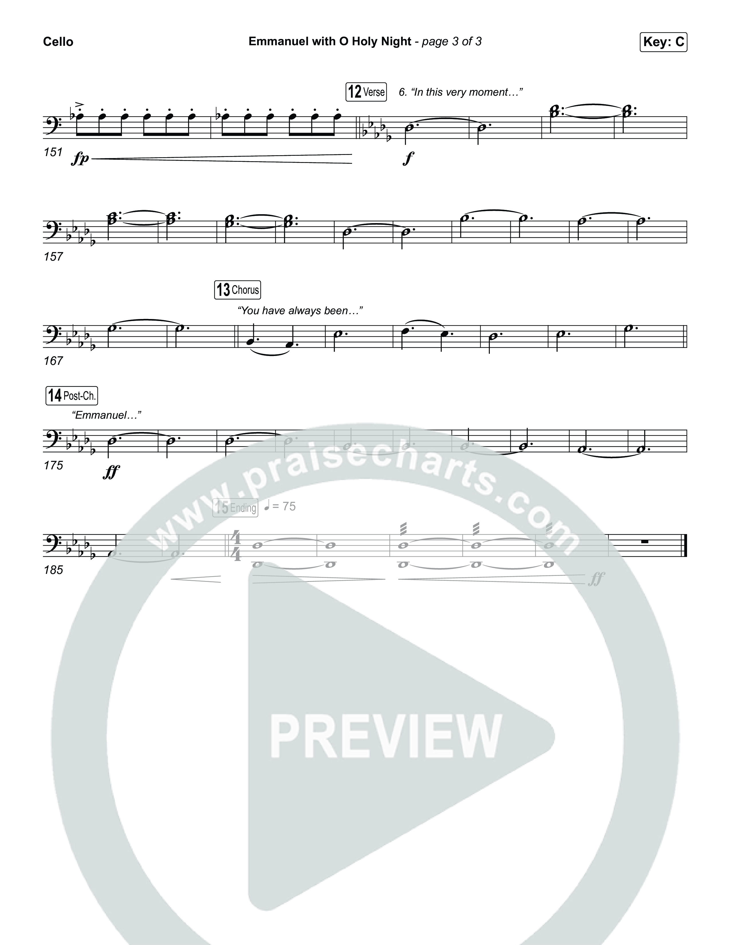 Emmanuel / O Holy Night (Choral/SATB) Cello (Travis Cottrell / Brooke Voland / Arr. Mason Brown)