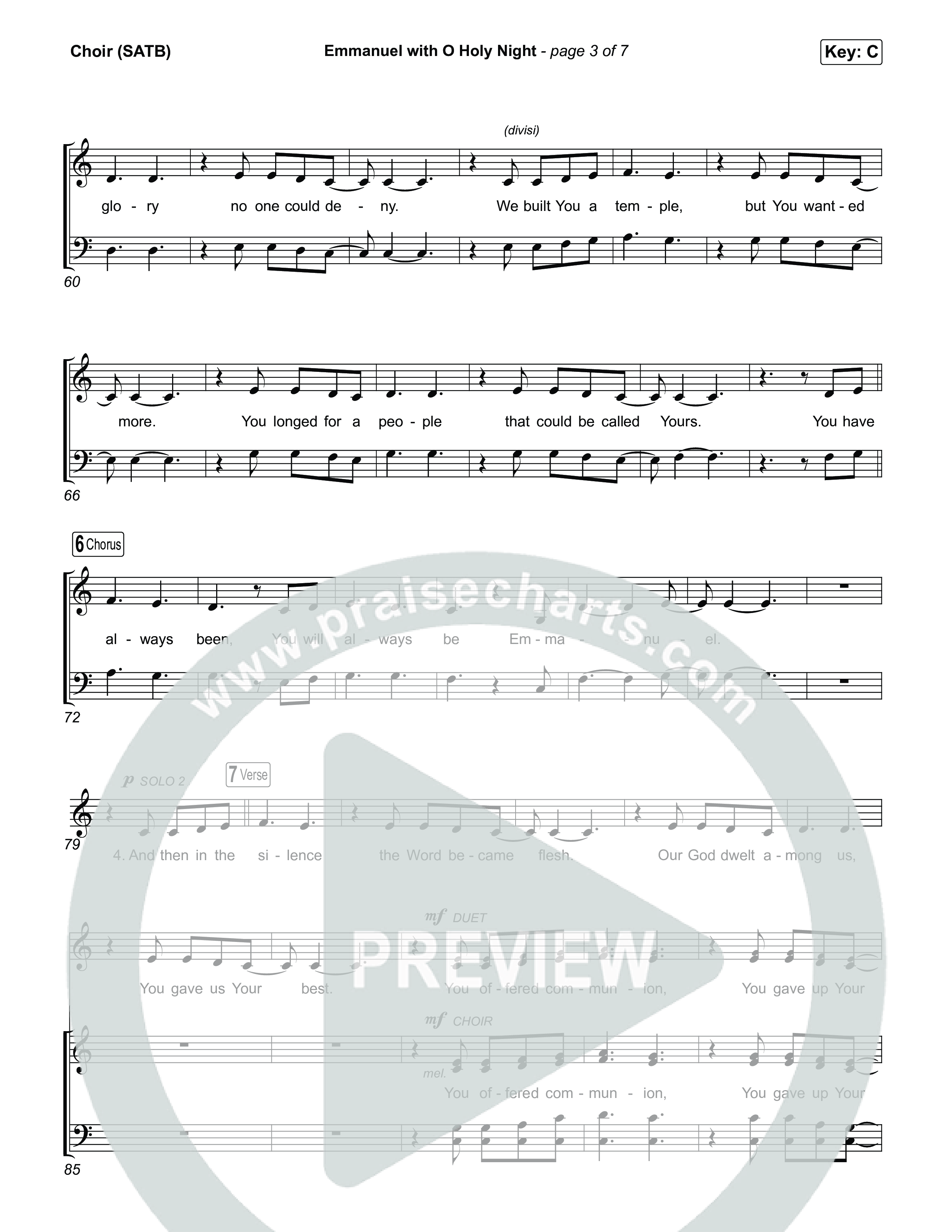 Emmanuel / O Holy Night (Choral/SATB) Choir Sheet (SATB) (Travis Cottrell / Brooke Voland / Arr. Mason Brown)