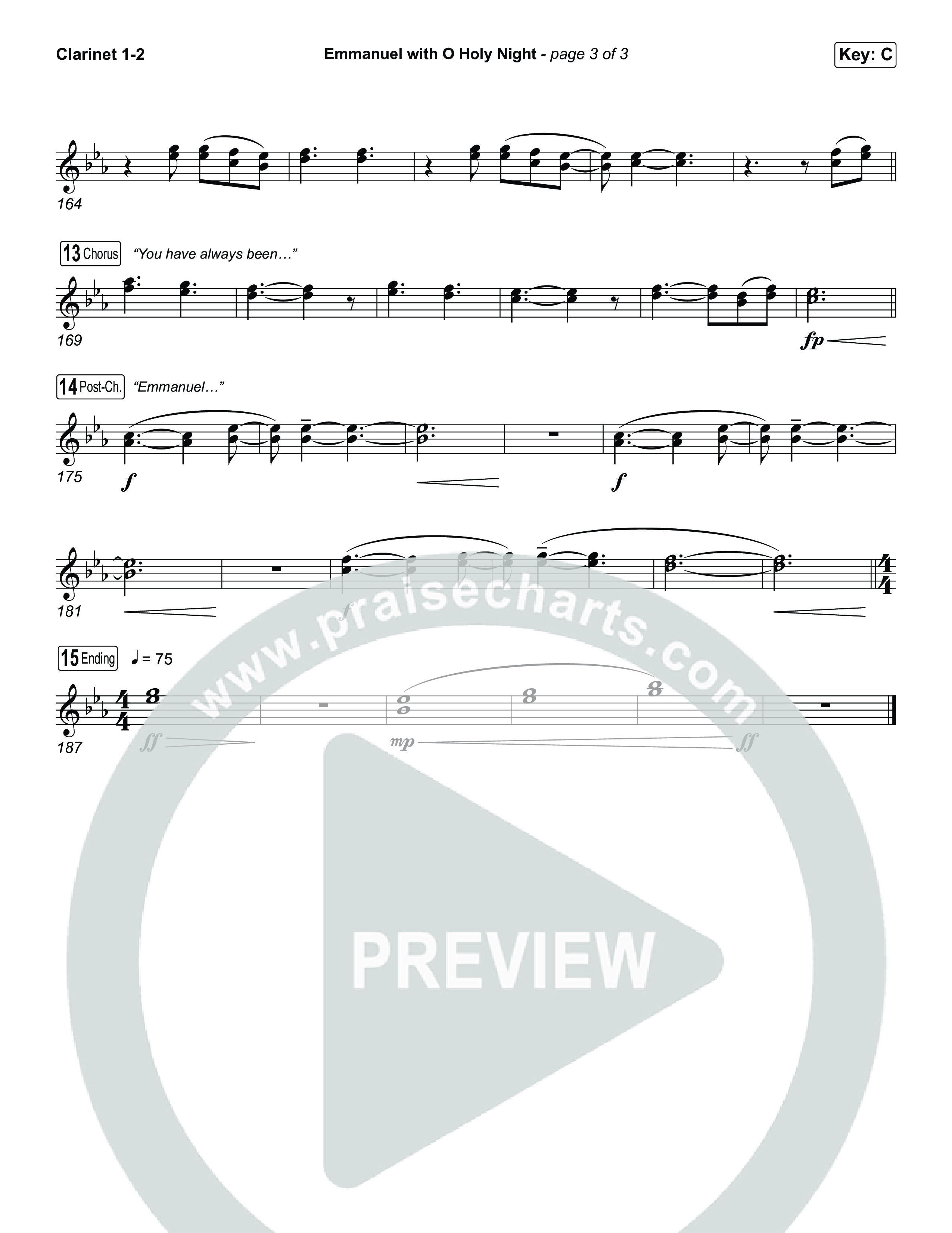 Emmanuel / O Holy Night (Choral/SATB) Clarinet 1,2 (Travis Cottrell / Brooke Voland / Arr. Mason Brown)