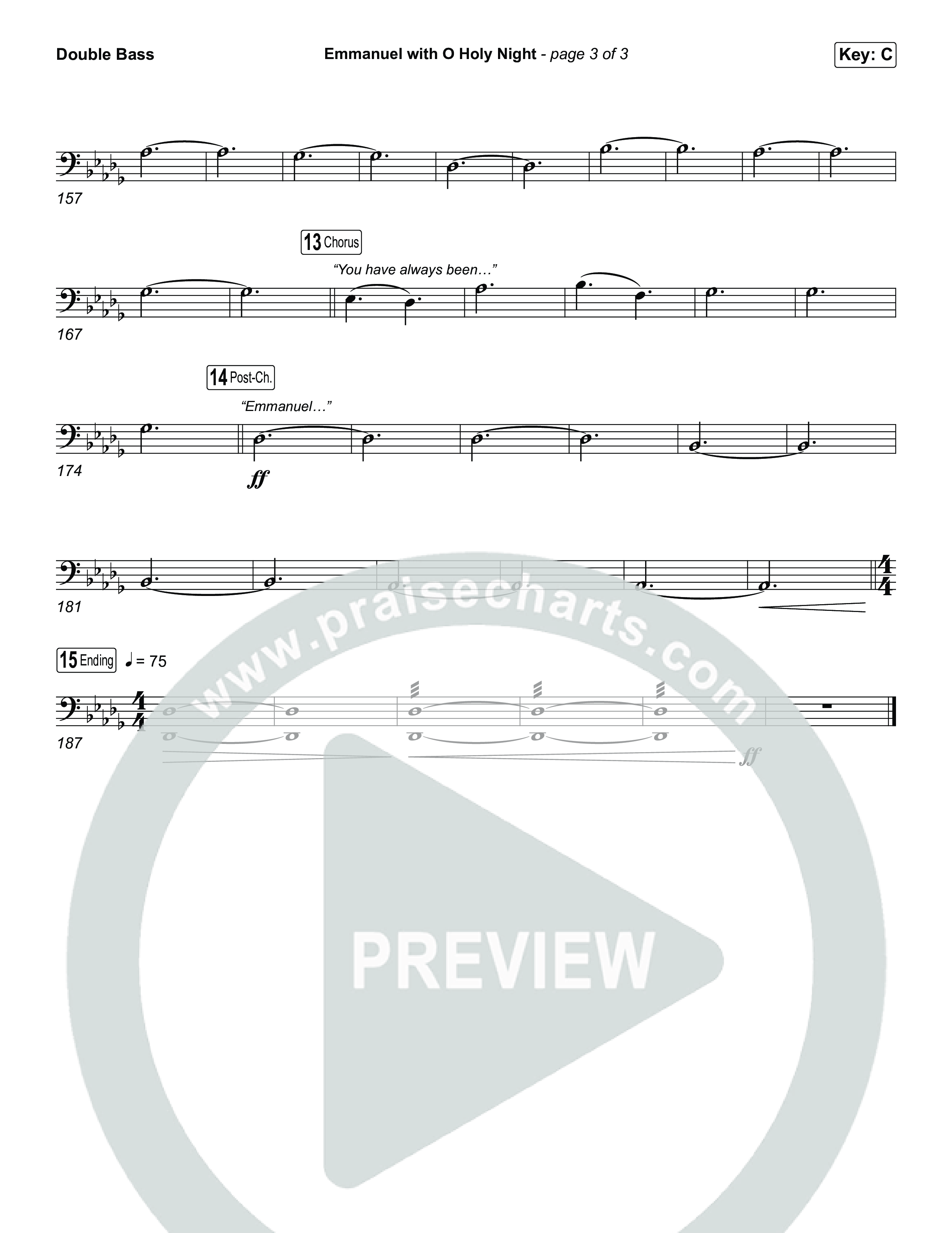 Emmanuel / O Holy Night (Choral/SATB) String Bass (Travis Cottrell / Brooke Voland / Arr. Mason Brown)