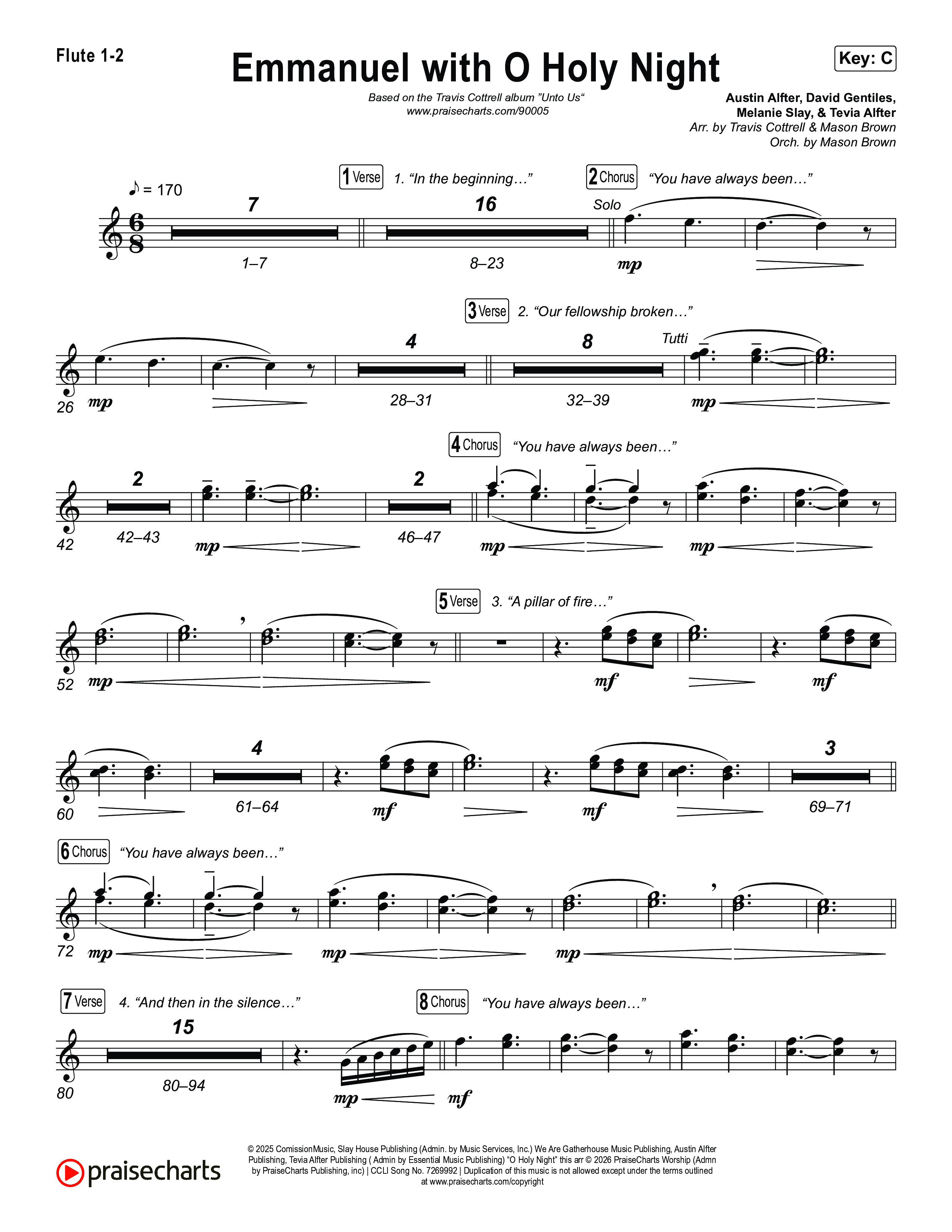 Emmanuel / O Holy Night (Choral/SATB) Flute 1,2 (Travis Cottrell / Brooke Voland / Arr. Mason Brown)