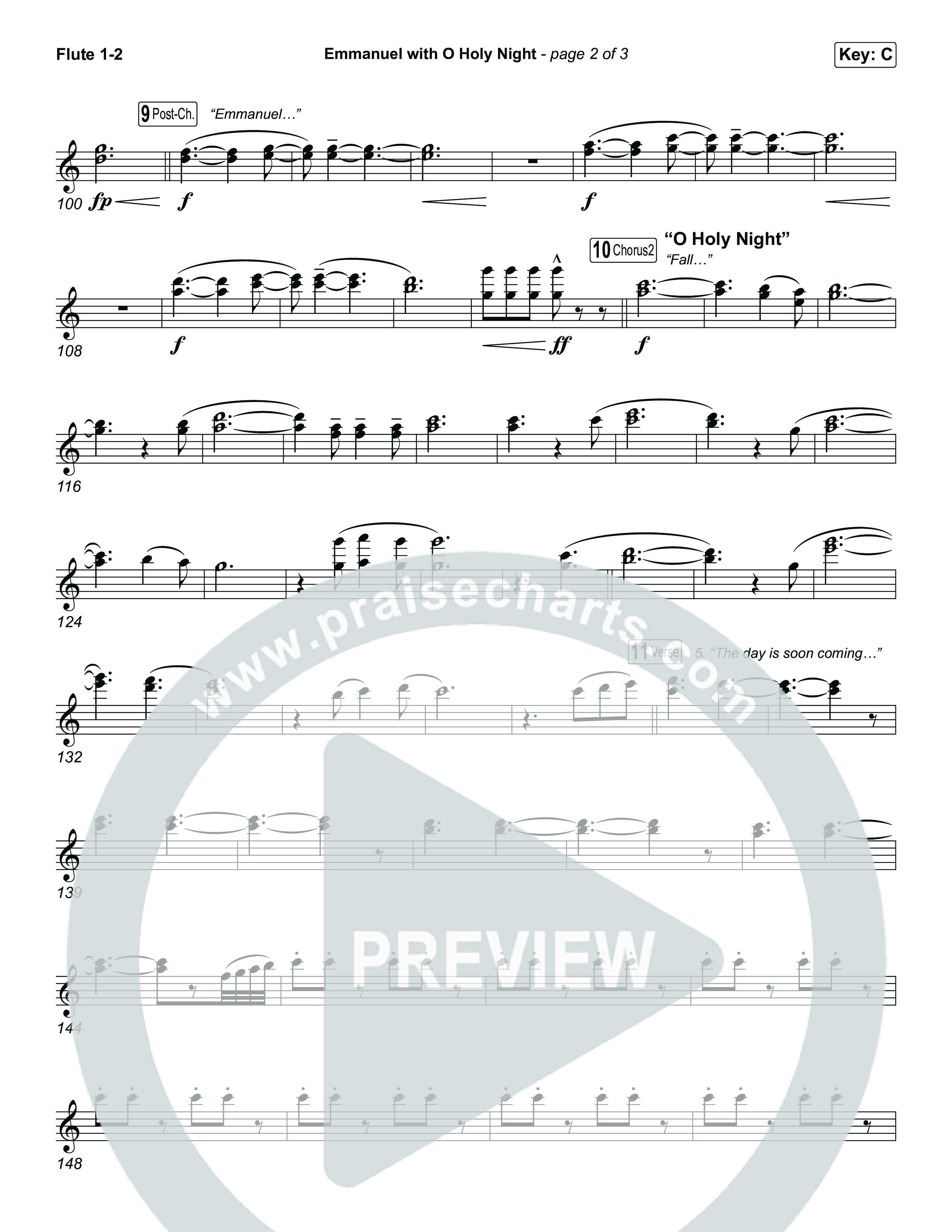 Emmanuel / O Holy Night (Choral/SATB) Flute 1,2 (Travis Cottrell / Brooke Voland / Arr. Mason Brown)