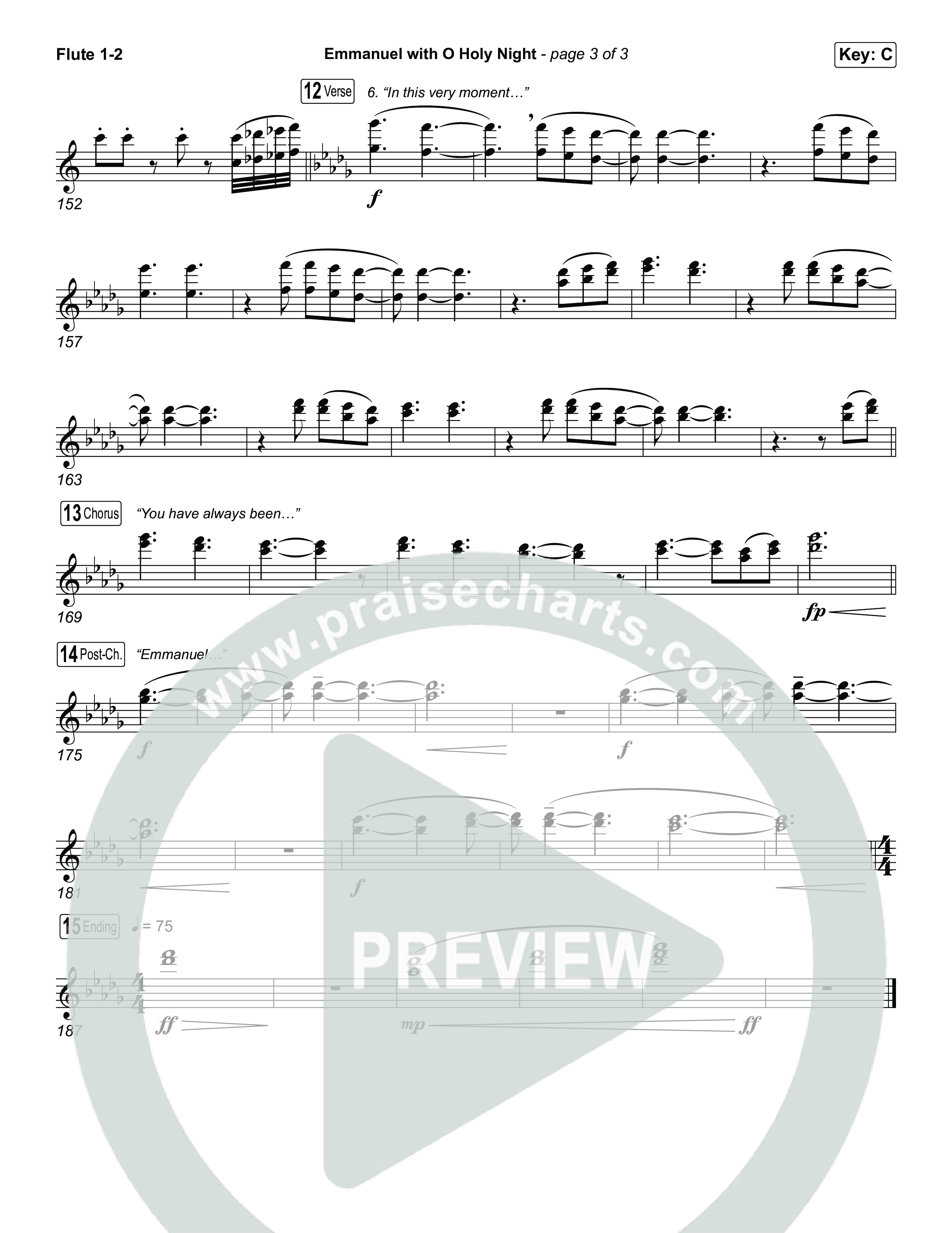 Emmanuel / O Holy Night (Choral/SATB) Flute 1,2 (Travis Cottrell / Brooke Voland / Arr. Mason Brown)