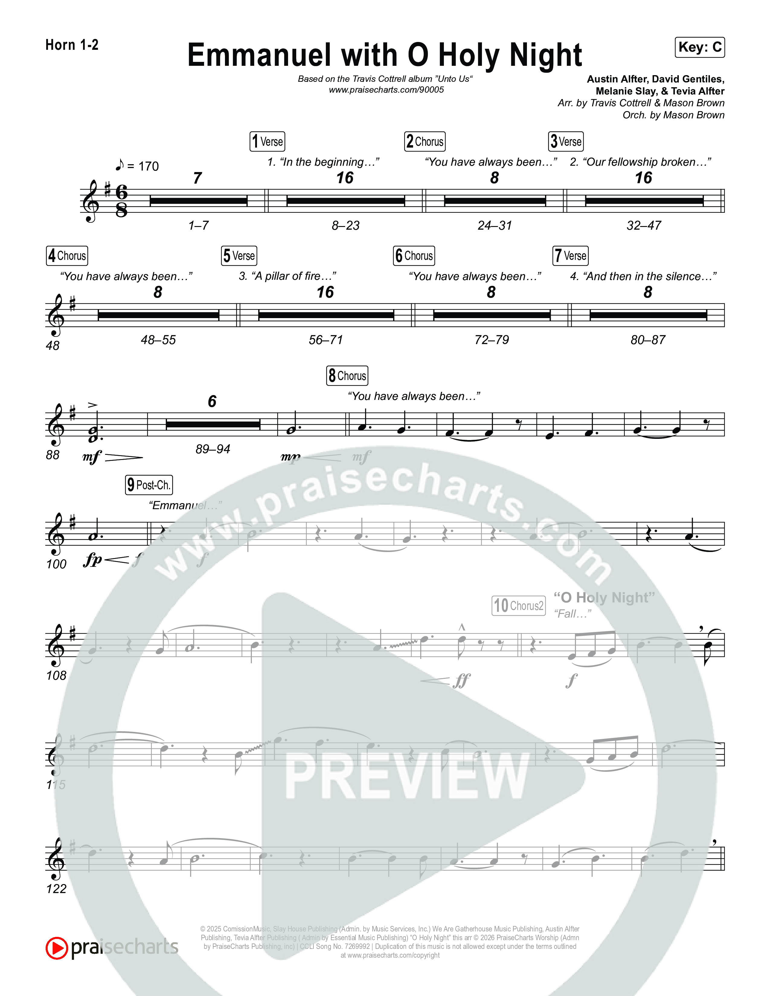 Emmanuel / O Holy Night (Choral/SATB) Brass Pack (Travis Cottrell / Brooke Voland / Arr. Mason Brown)