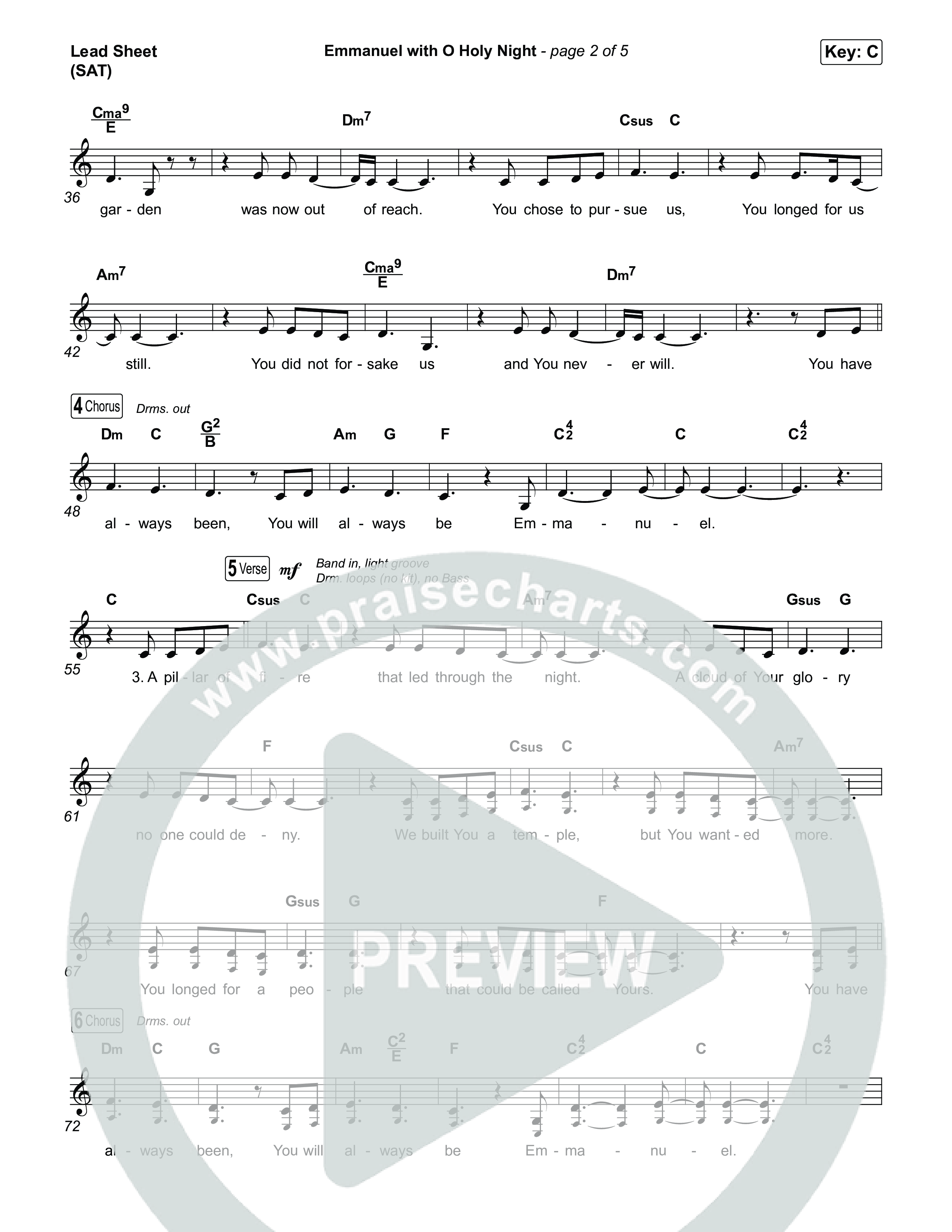 Emmanuel / O Holy Night (Choral/SATB) Lead Sheet (SAT) (Travis Cottrell / Brooke Voland / Arr. Mason Brown)