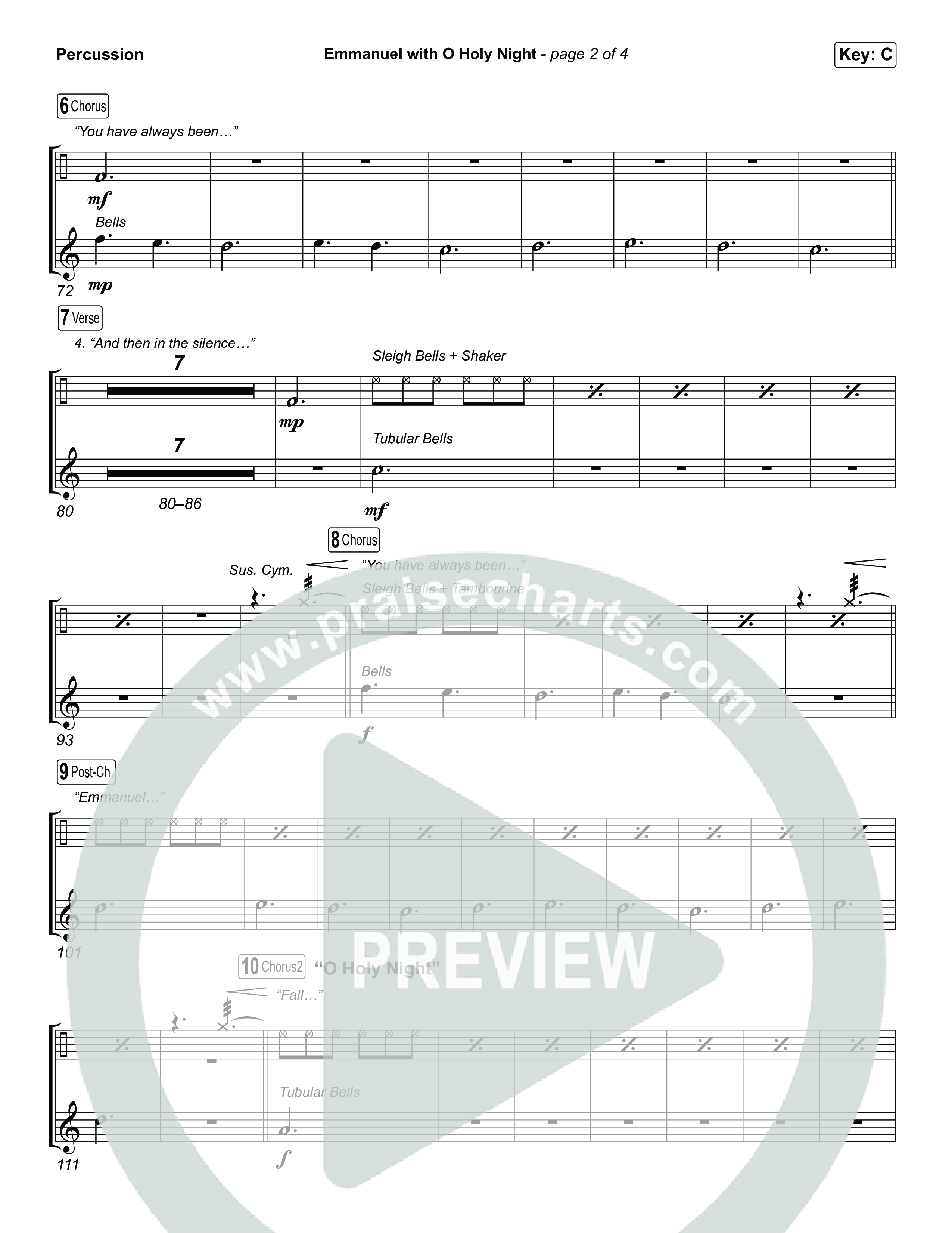 Emmanuel / O Holy Night (Choral/SATB) Percussion (Travis Cottrell / Brooke Voland / Arr. Mason Brown)