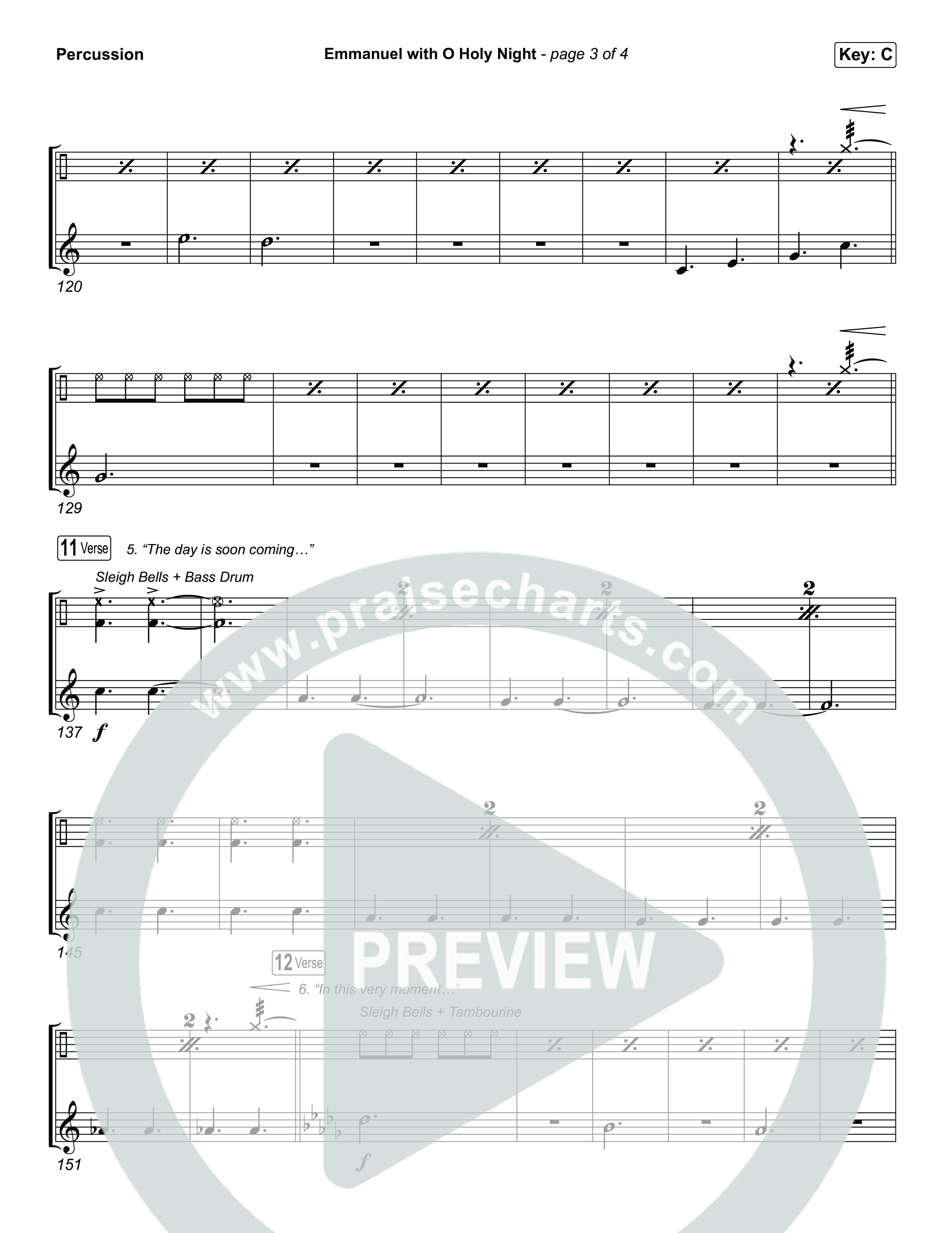 Emmanuel / O Holy Night (Choral/SATB) Percussion (Travis Cottrell / Brooke Voland / Arr. Mason Brown)