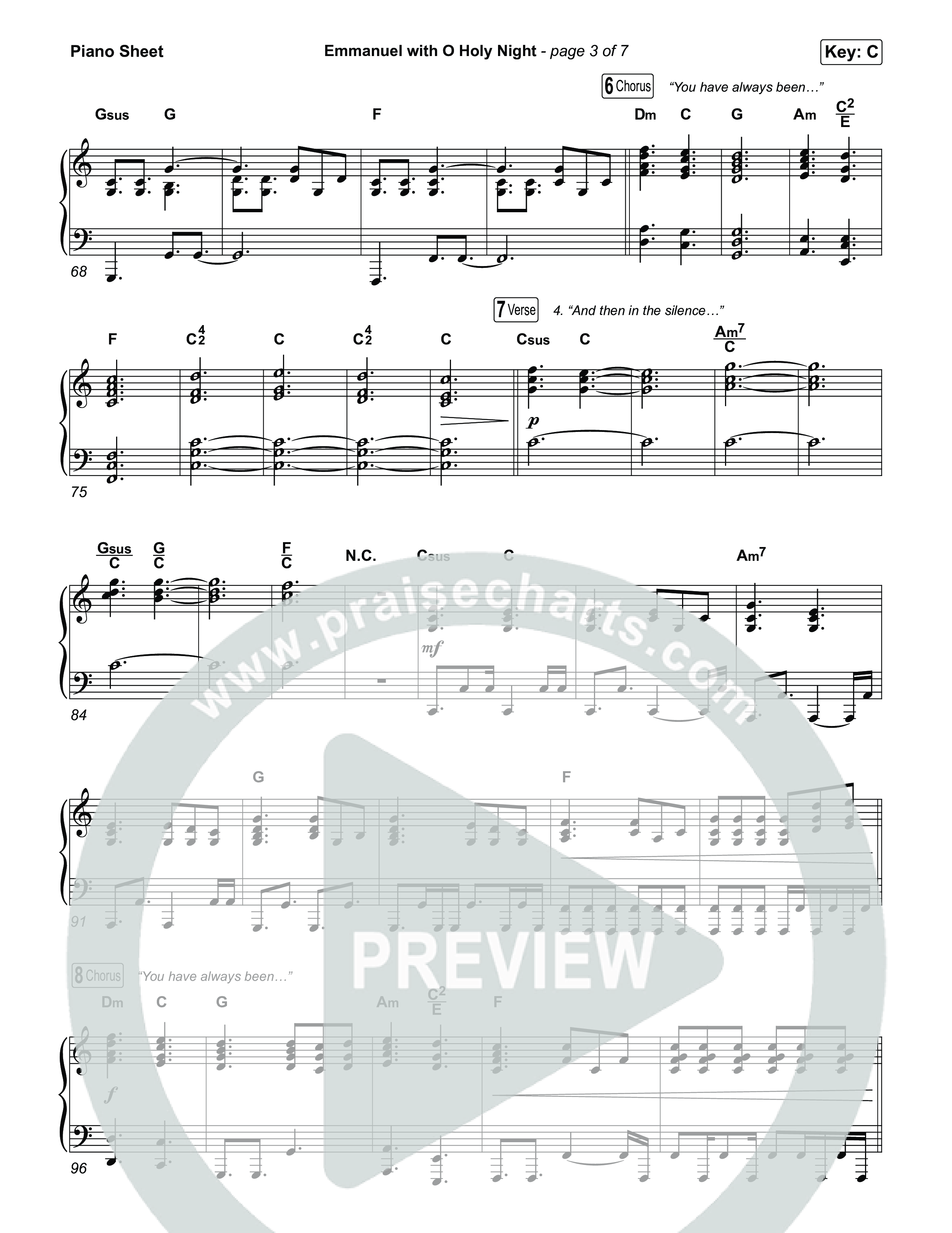 Emmanuel / O Holy Night (Choral/SATB) Piano Sheet (Travis Cottrell / Brooke Voland / Arr. Mason Brown)
