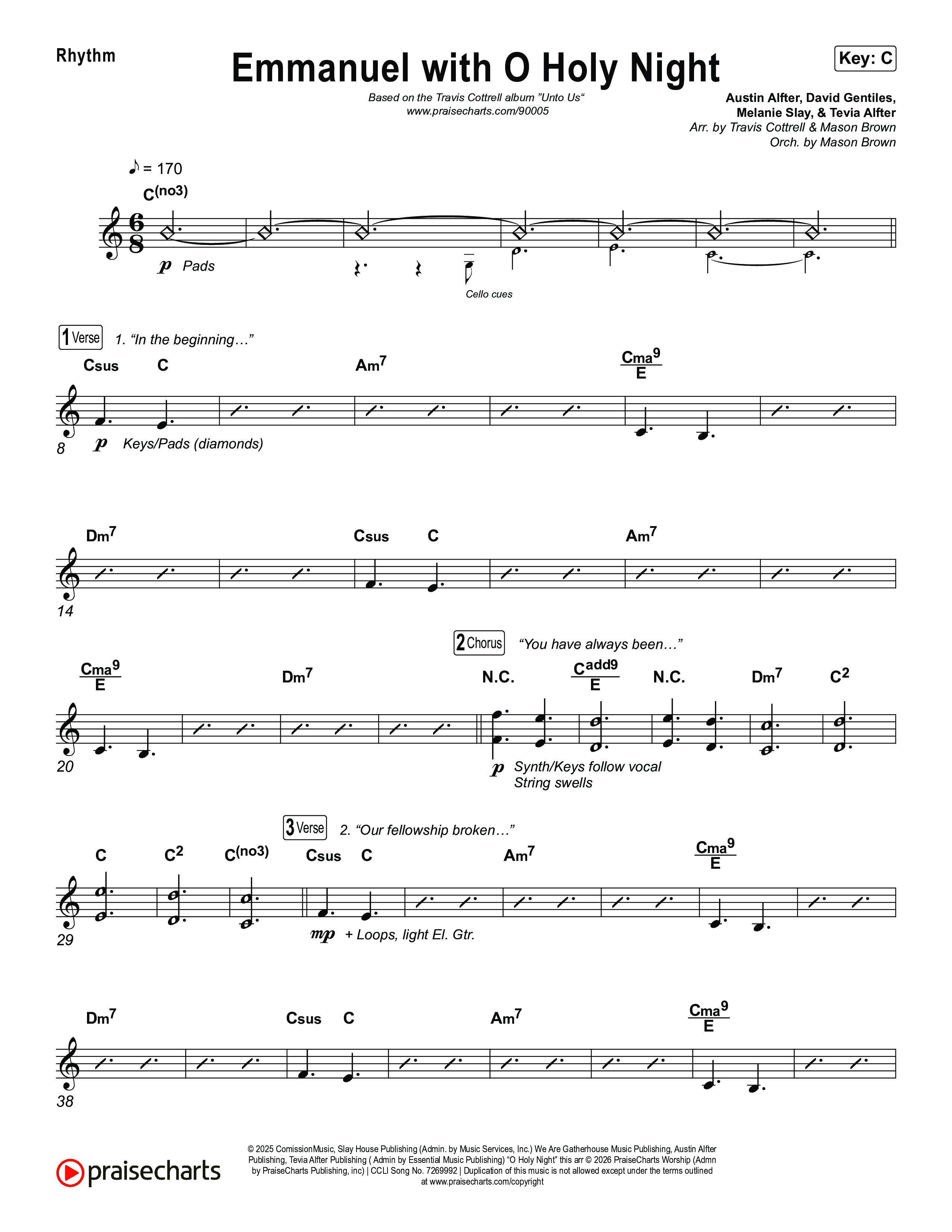 Emmanuel / O Holy Night (Choral/SATB) Rhythm Chart (Travis Cottrell / Brooke Voland / Arr. Mason Brown)