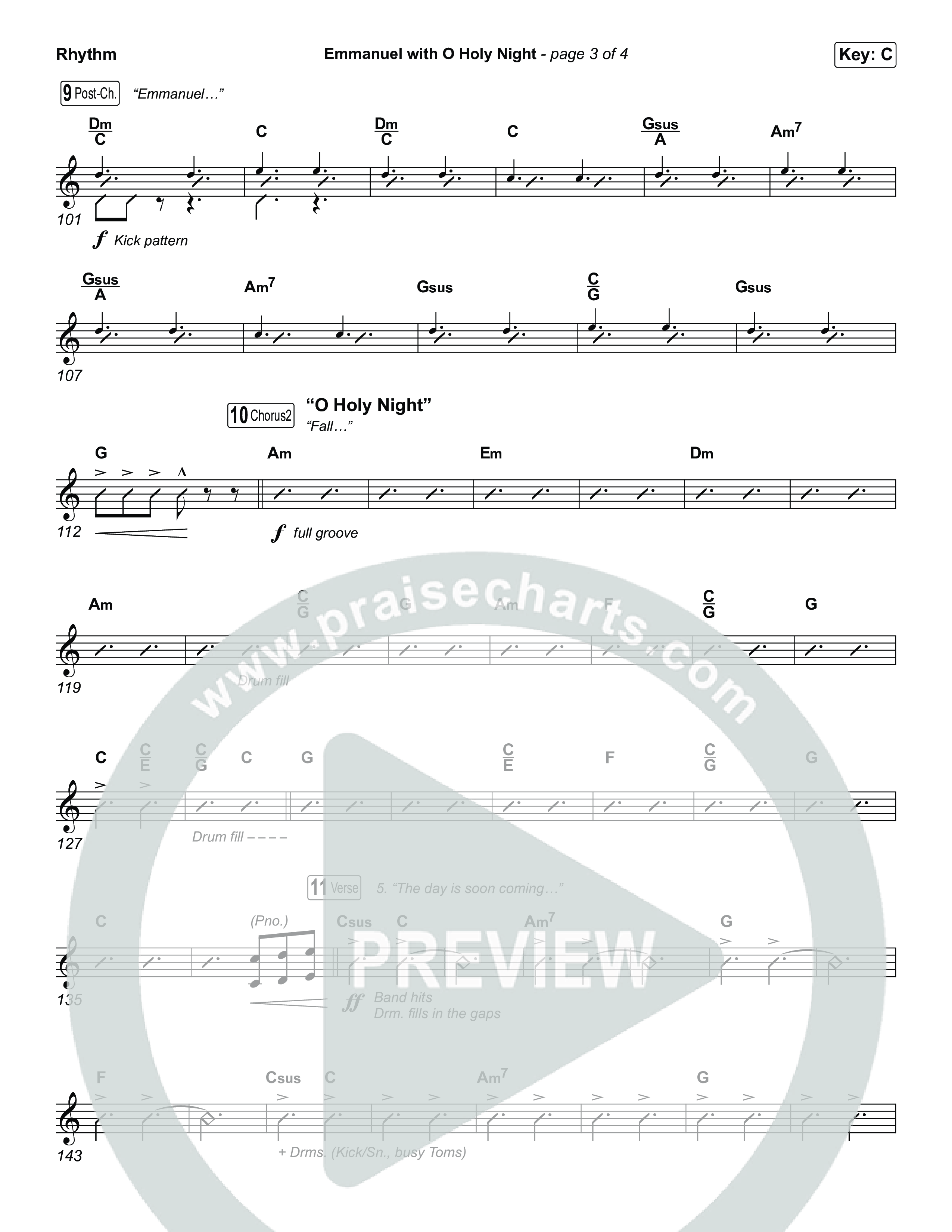 Emmanuel / O Holy Night (Choral/SATB) Rhythm Chart (Travis Cottrell / Brooke Voland / Arr. Mason Brown)