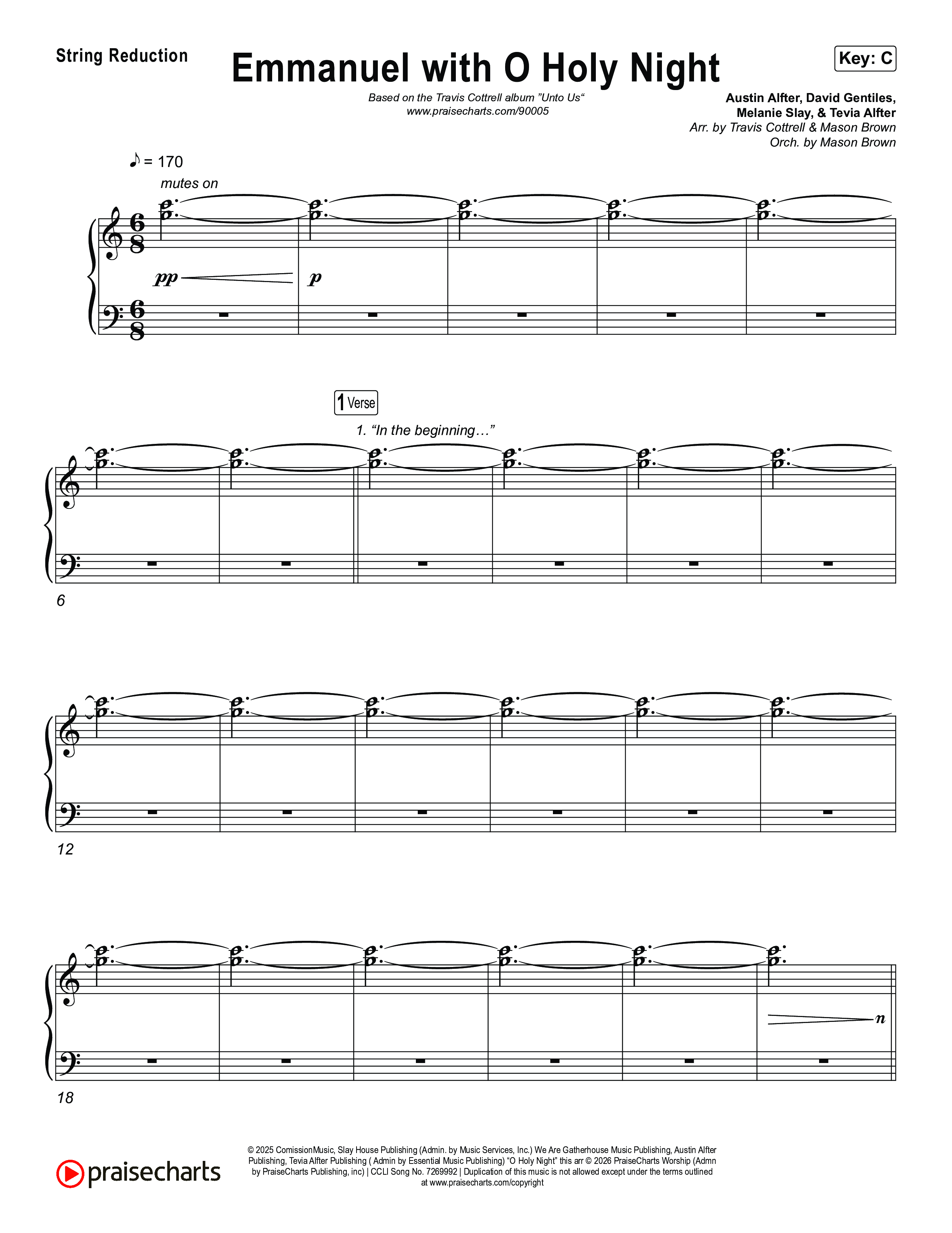 Emmanuel / O Holy Night (Choral/SATB) String Reduction (Travis Cottrell / Brooke Voland / Arr. Mason Brown)