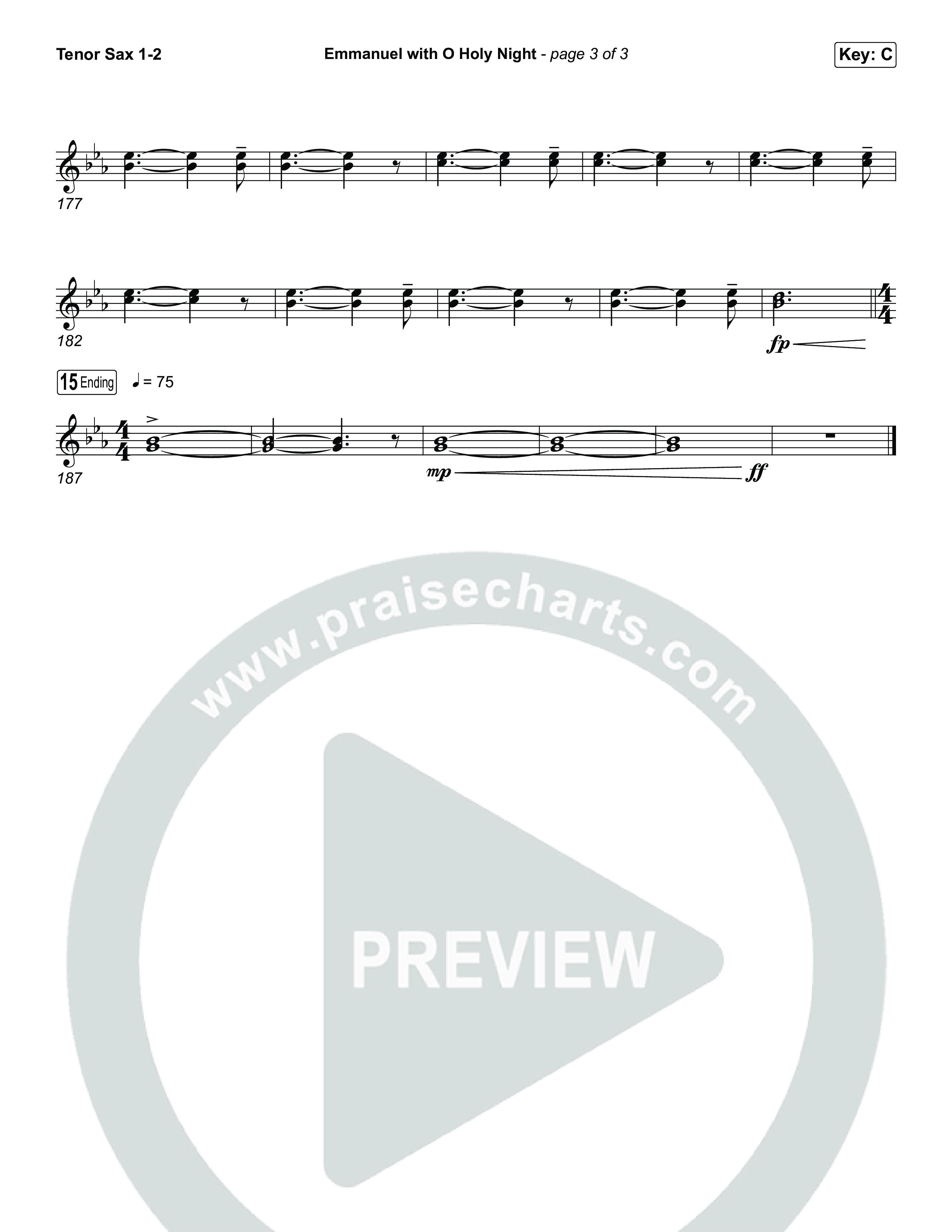 Emmanuel / O Holy Night (Choral/SATB) Tenor Sax 1,2 (Travis Cottrell / Brooke Voland / Arr. Mason Brown)