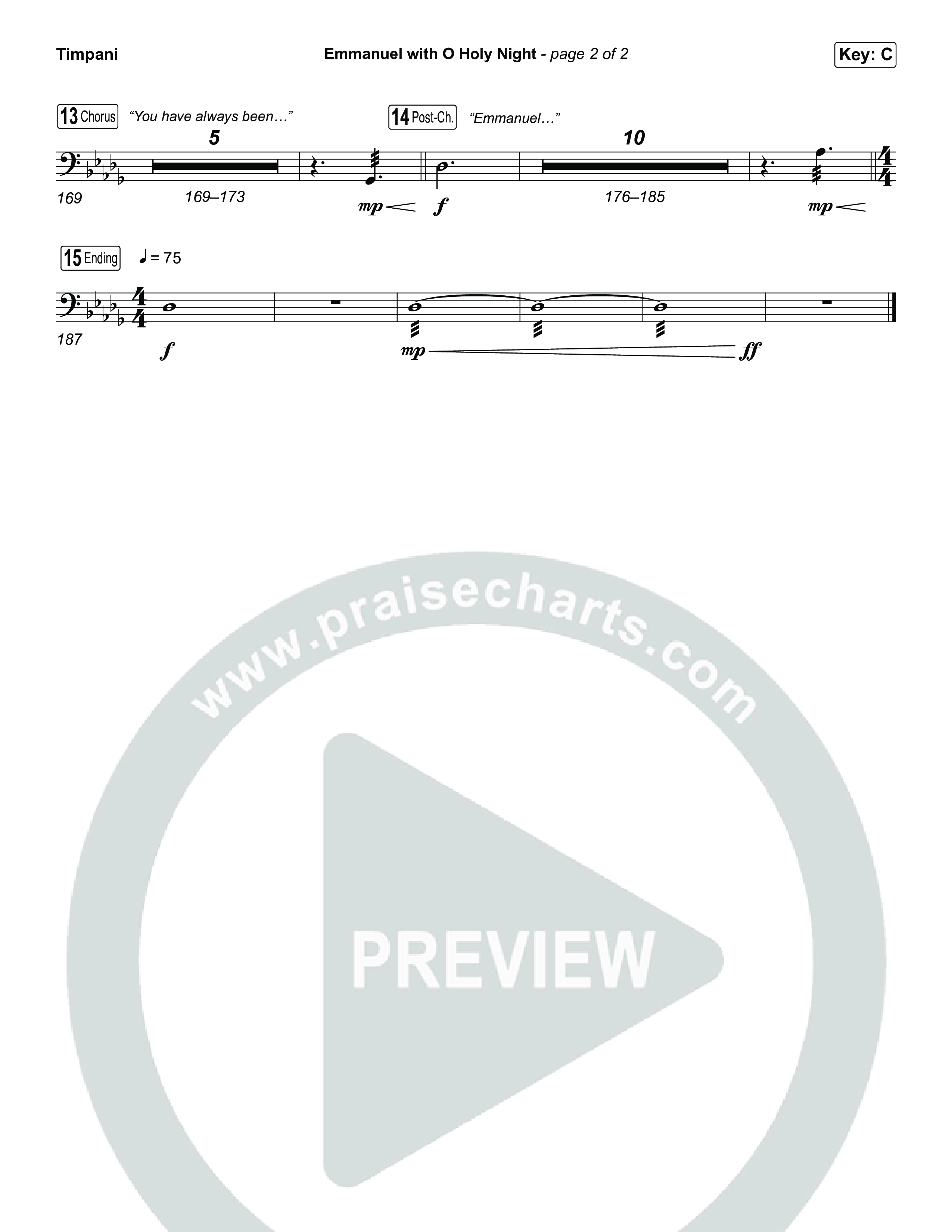 Emmanuel / O Holy Night (Choral/SATB) Timpani (Travis Cottrell / Brooke Voland / Arr. Mason Brown)
