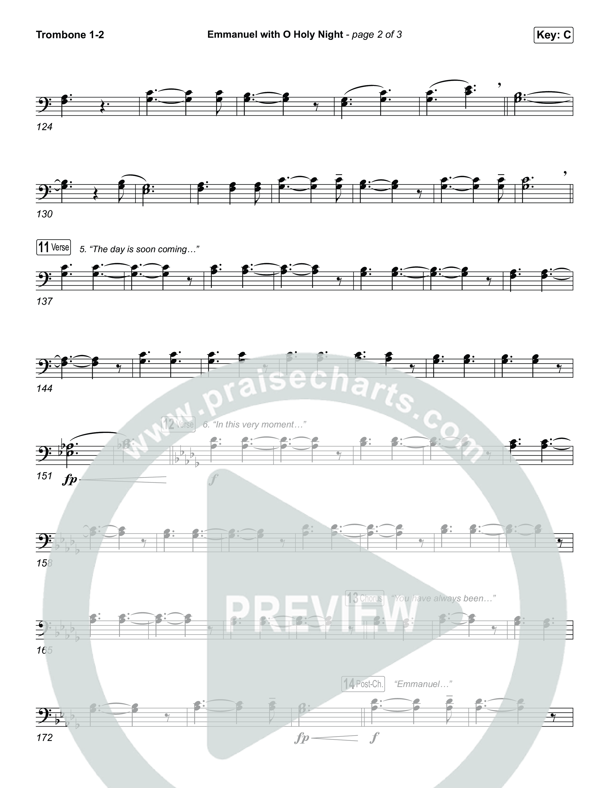 Emmanuel / O Holy Night (Choral/SATB) Trombone 1,2 (Travis Cottrell / Brooke Voland / Arr. Mason Brown)