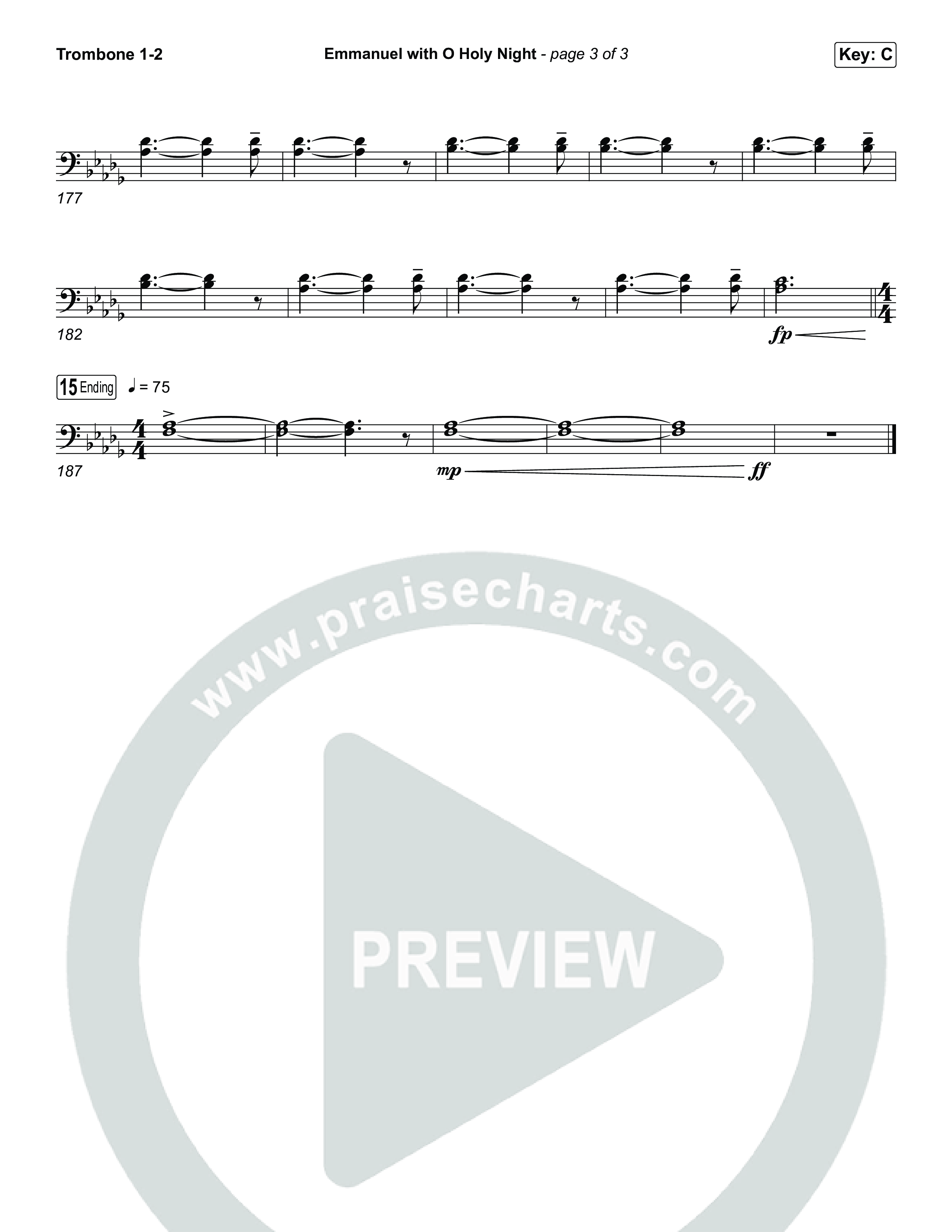 Emmanuel / O Holy Night (Choral/SATB) Trombone 1,2 (Travis Cottrell / Brooke Voland / Arr. Mason Brown)