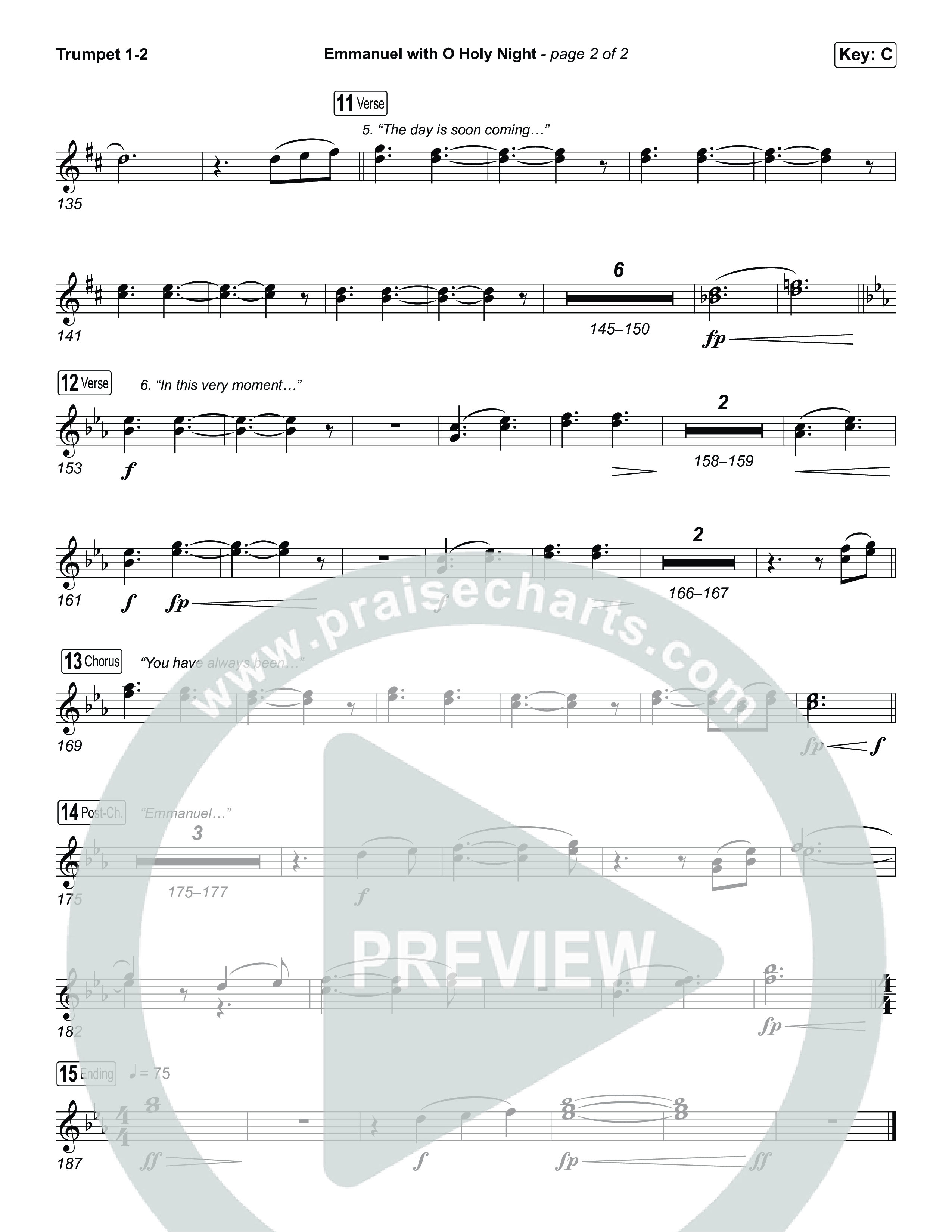 Emmanuel / O Holy Night (Choral/SATB) Trumpet 1,2 (Travis Cottrell / Brooke Voland / Arr. Mason Brown)