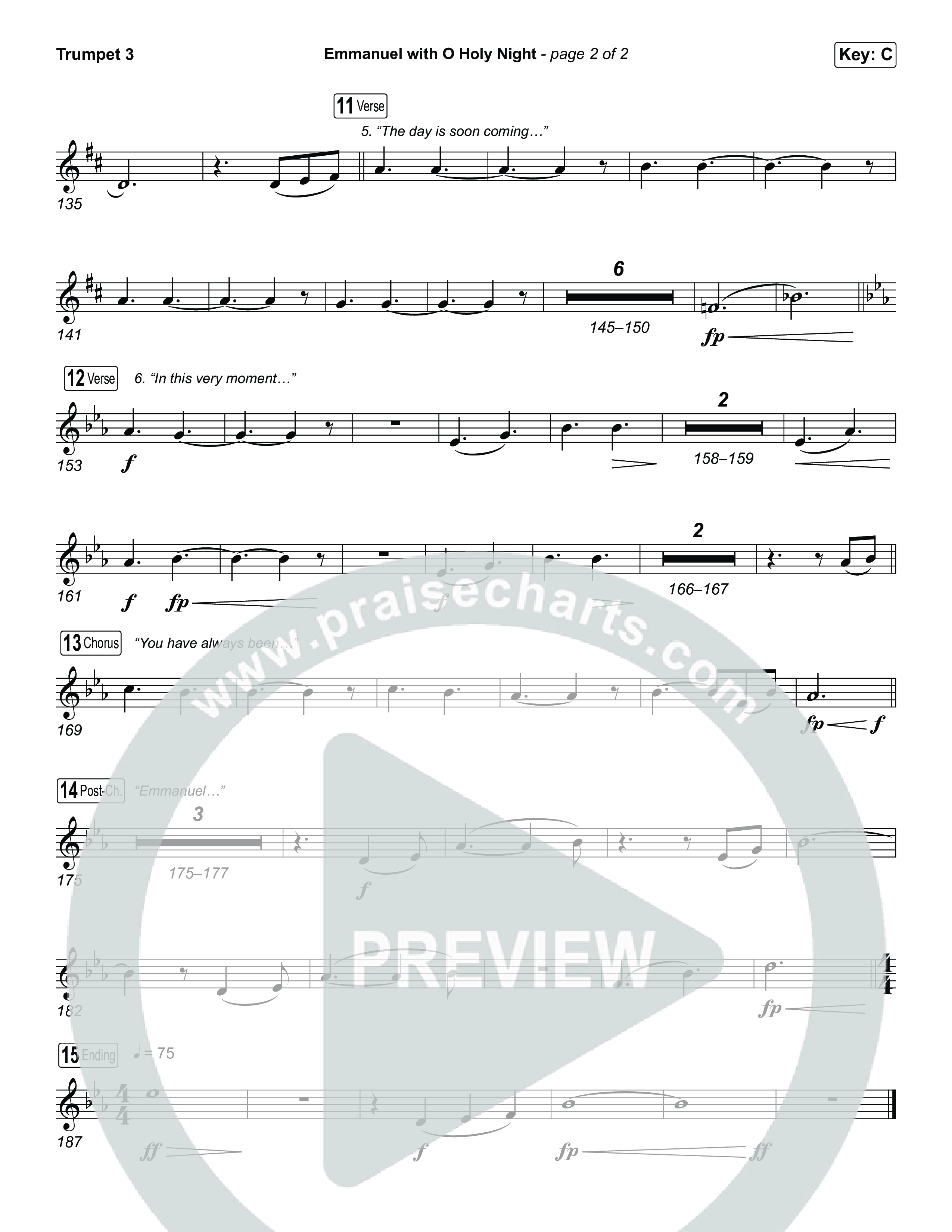Emmanuel / O Holy Night (Choral/SATB) Trumpet 3 (Travis Cottrell / Brooke Voland / Arr. Mason Brown)