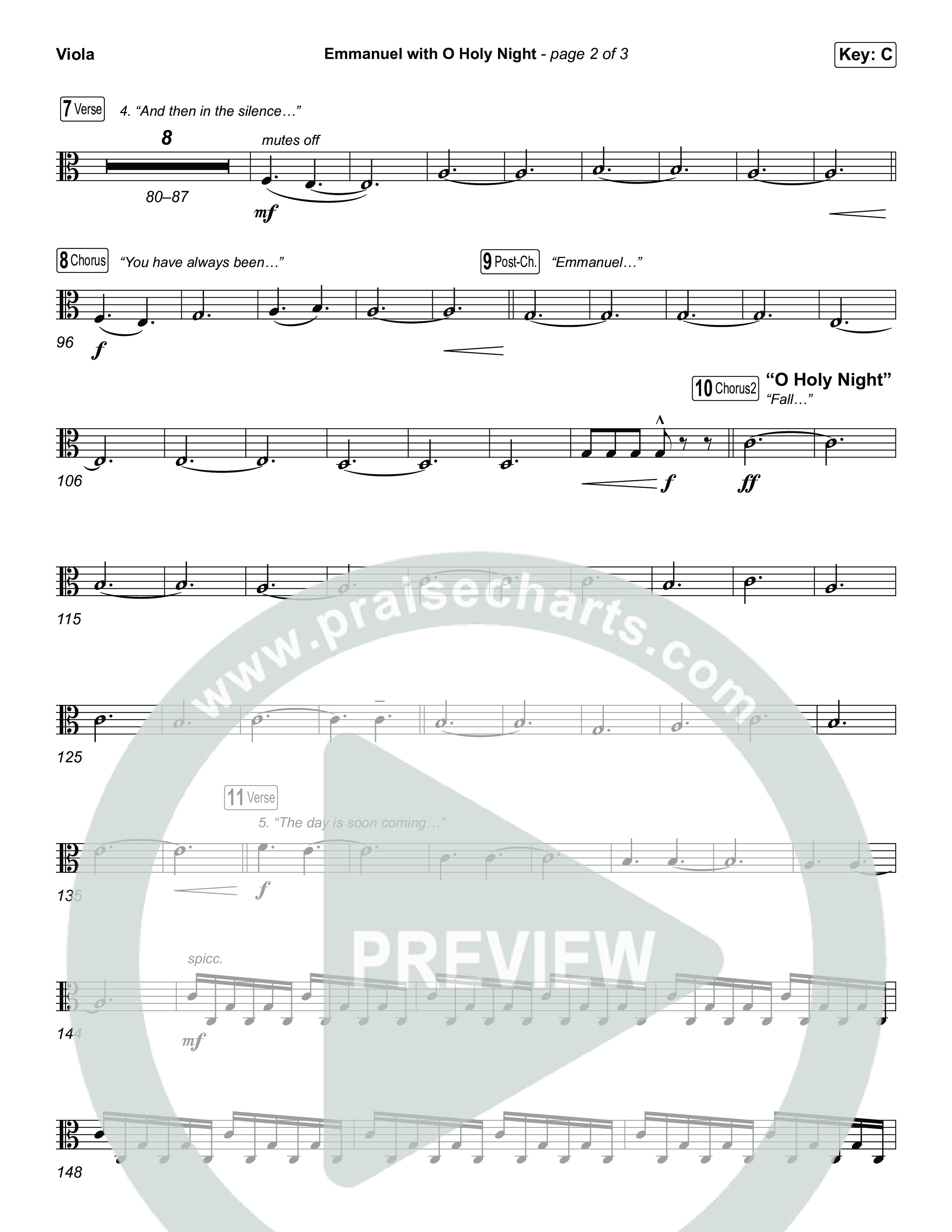 Emmanuel / O Holy Night (Choral/SATB) Viola (Travis Cottrell / Brooke Voland / Arr. Mason Brown)