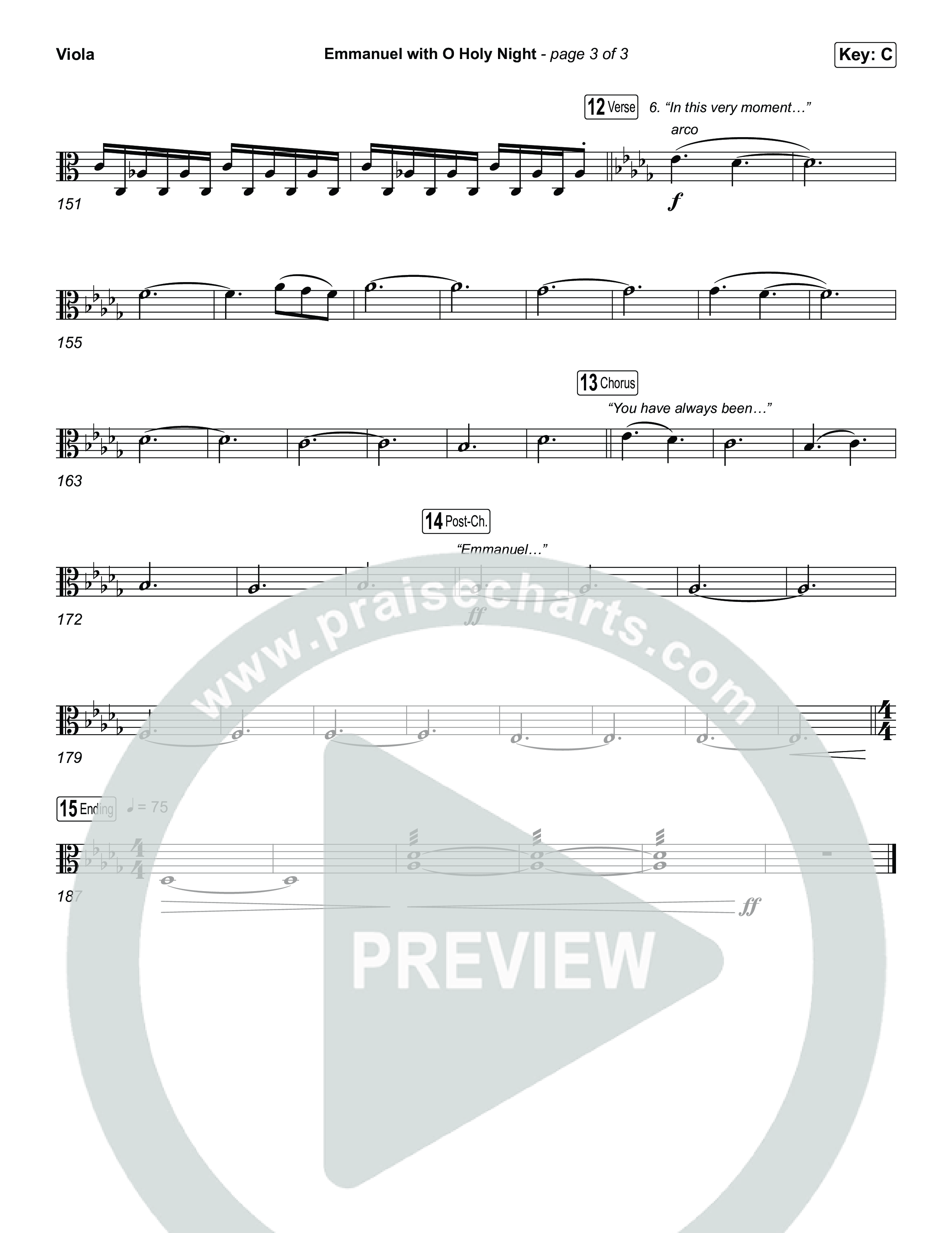 Emmanuel / O Holy Night (Choral/SATB) Viola (Travis Cottrell / Brooke Voland / Arr. Mason Brown)