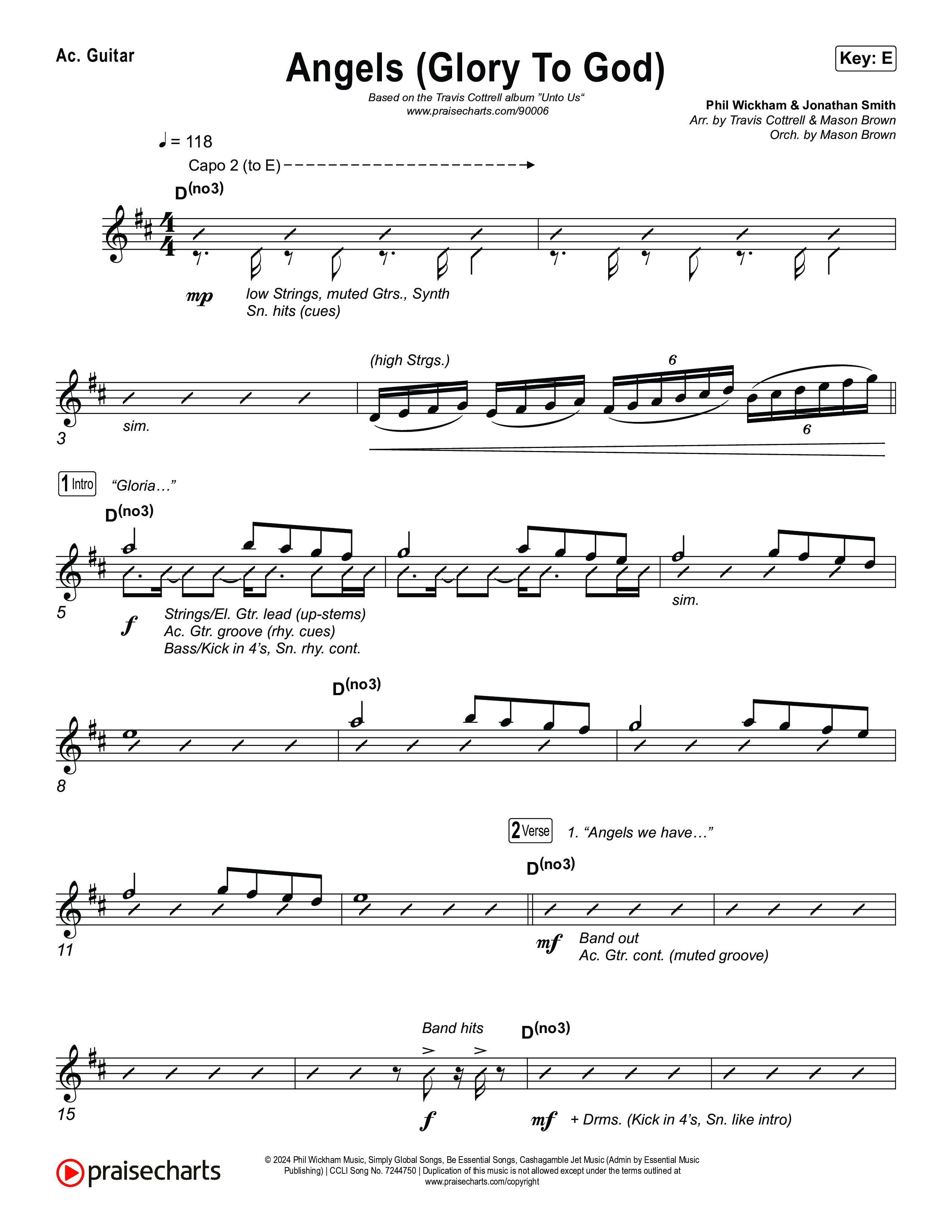 Angels (Glory To God) (Choral/SATB) Acoustic Guitar (Travis Cottrell / Arr. Mason Brown)