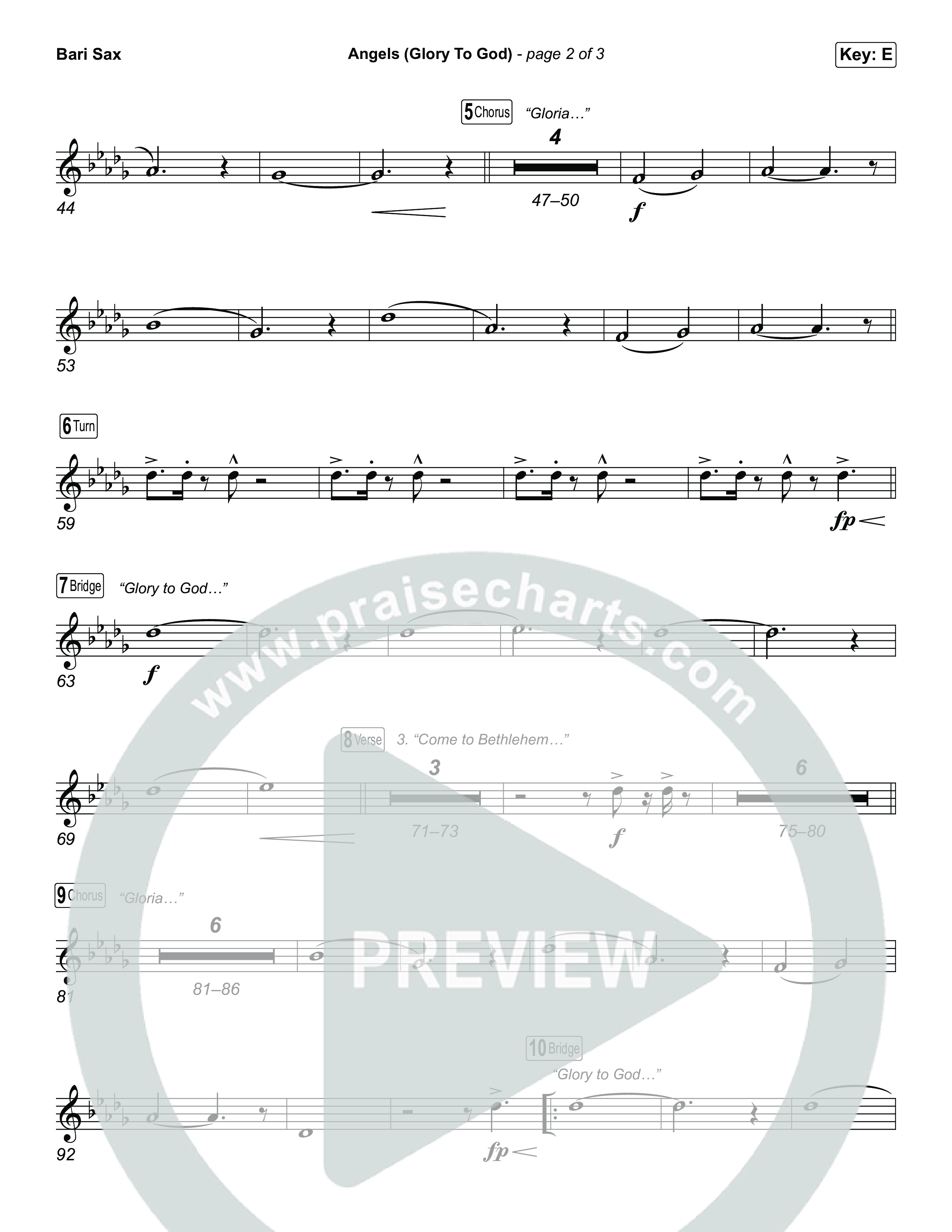 Angels (Glory To God) (Choral/SATB) Bari Sax (Travis Cottrell / Arr. Mason Brown)