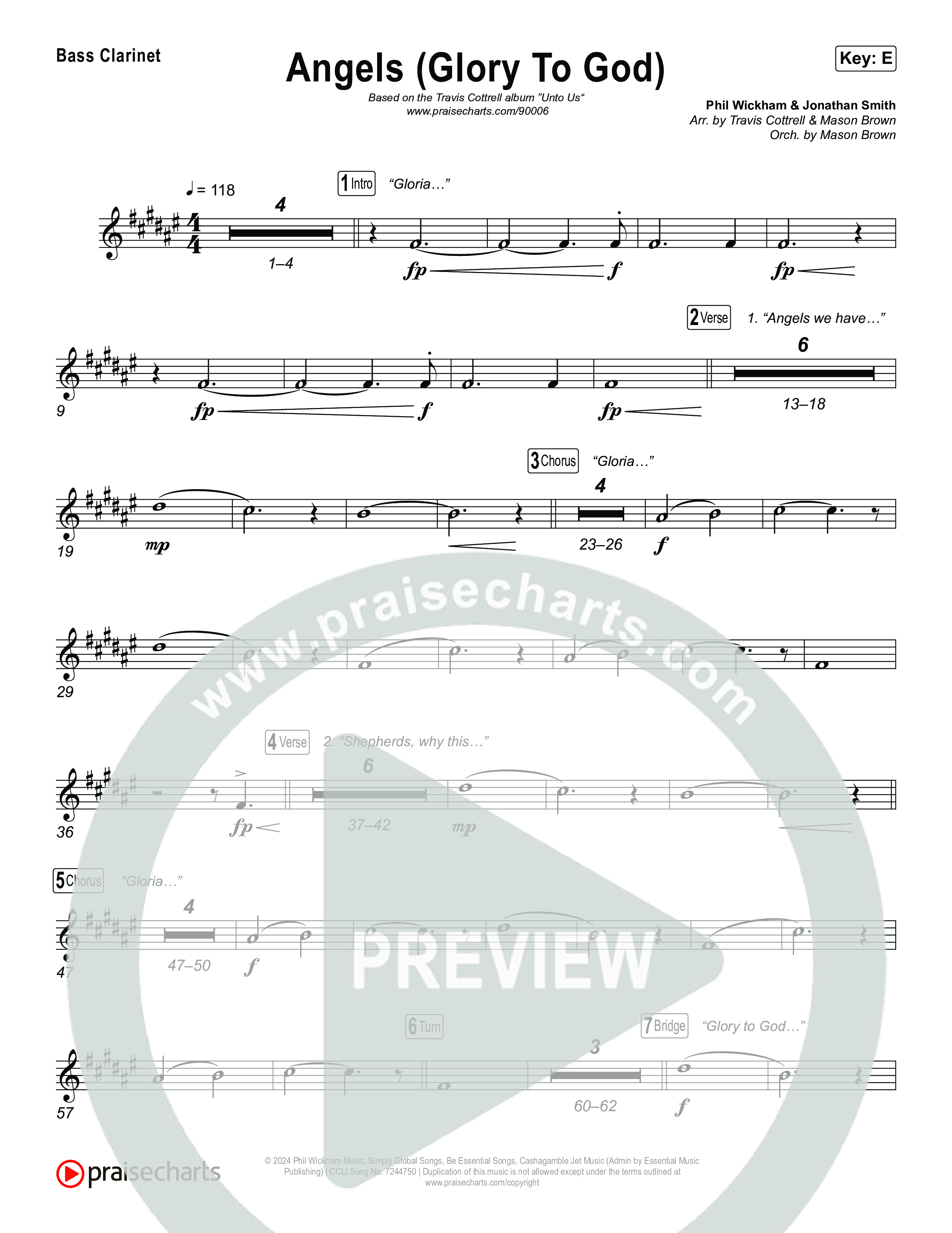 Angels (Glory To God) (Choral/SATB) Bass Clarinet (Travis Cottrell / Arr. Mason Brown)