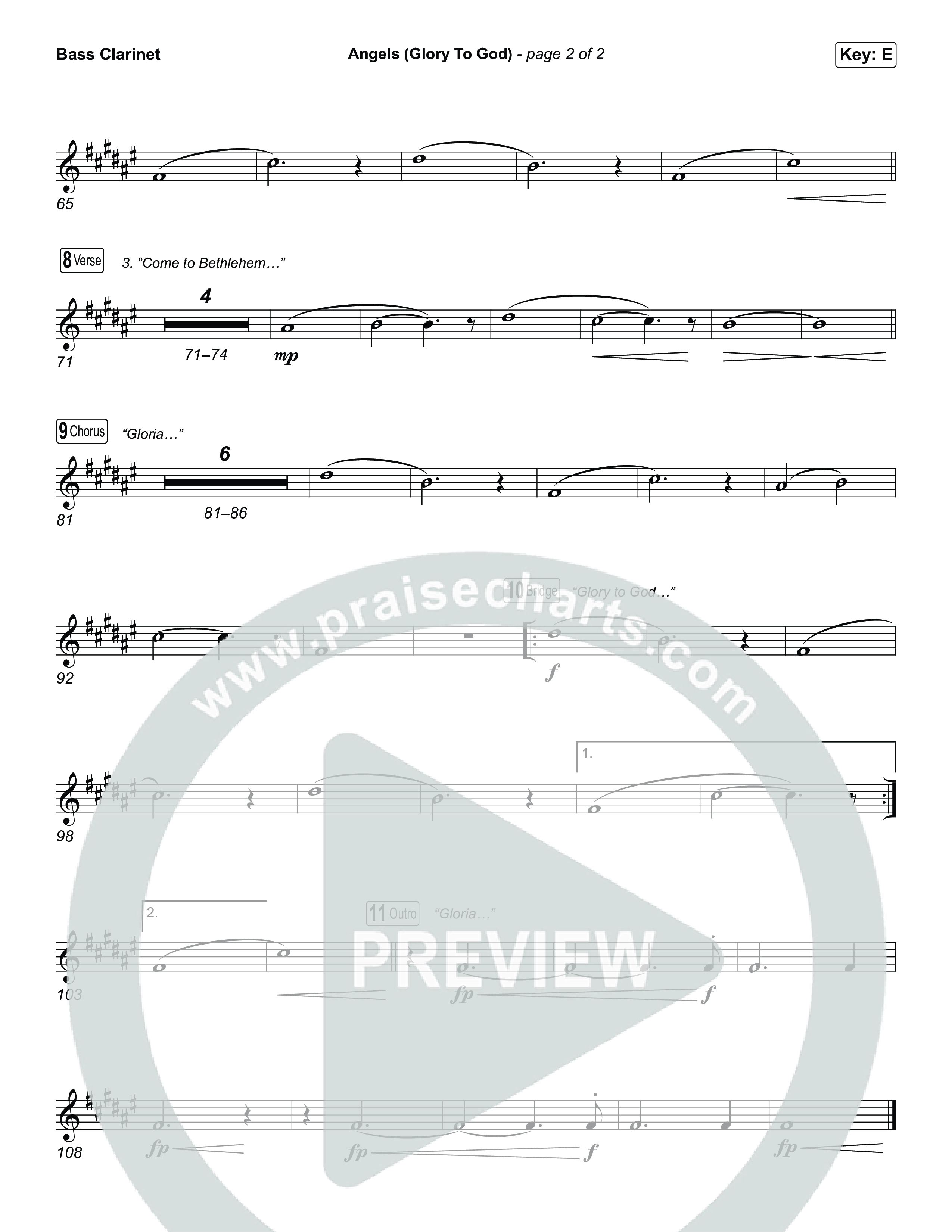 Angels (Glory To God) (Choral/SATB) Bass Clarinet (Travis Cottrell / Arr. Mason Brown)