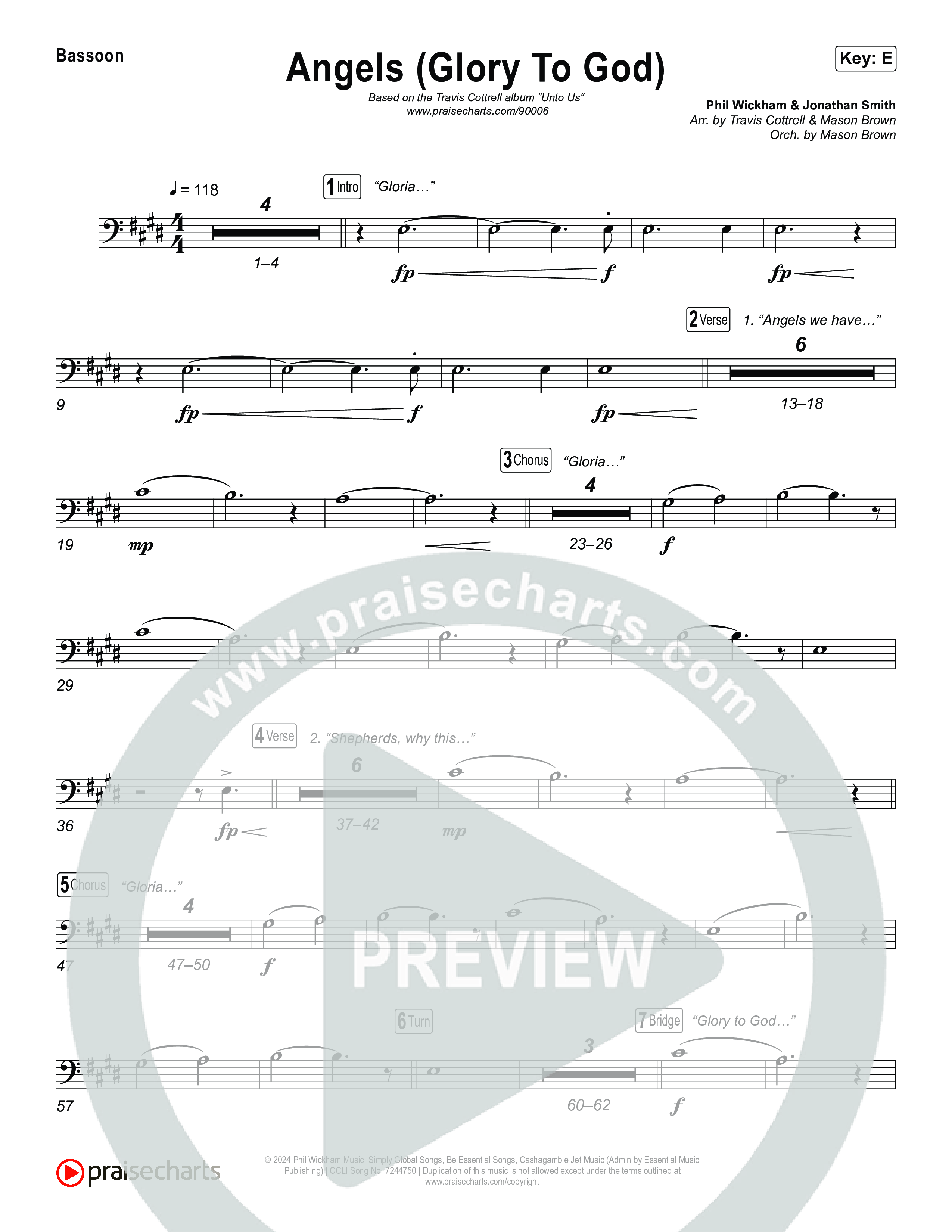 Angels (Glory To God) (Choral/SATB) Bassoon (Travis Cottrell / Arr. Mason Brown)