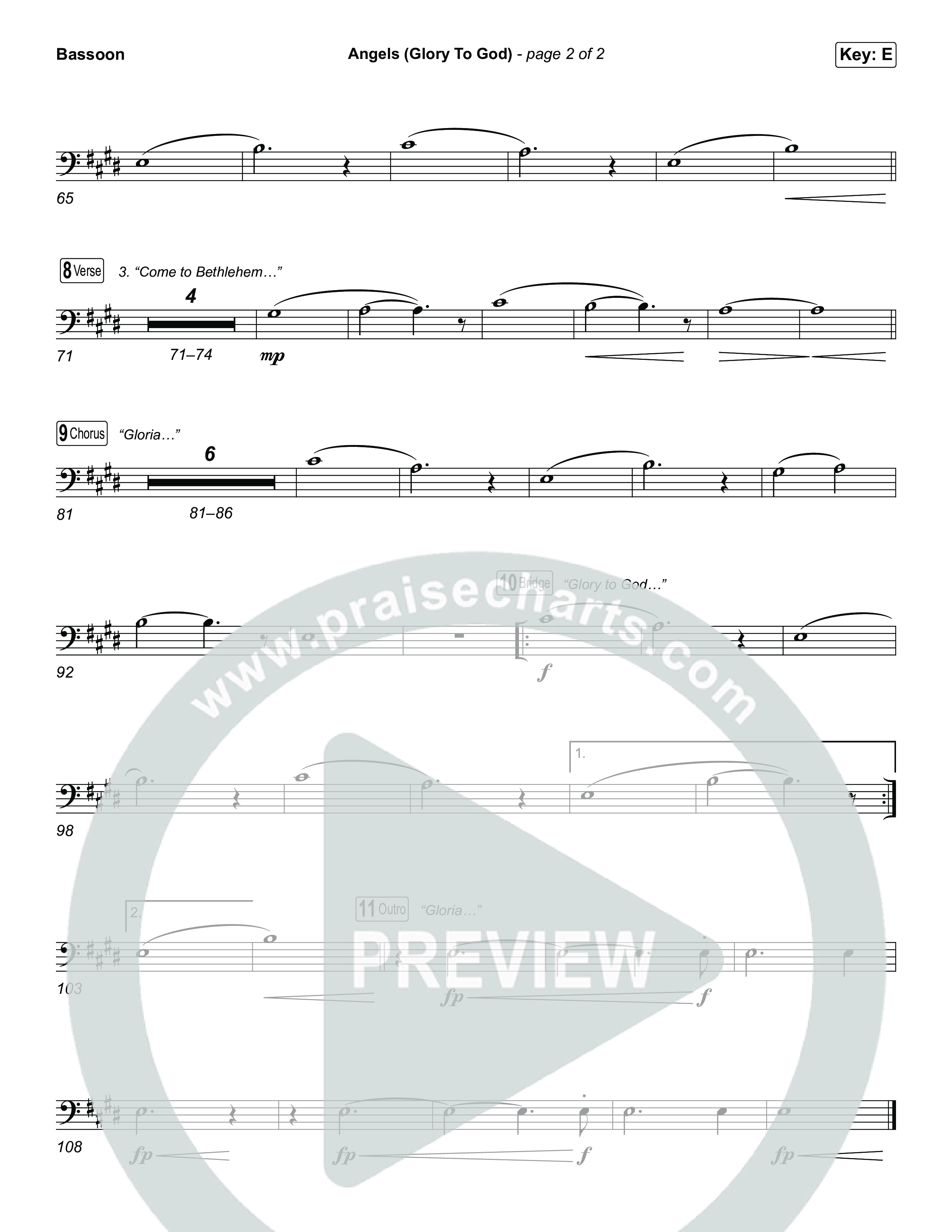 Angels (Glory To God) (Choral/SATB) Bassoon (Travis Cottrell / Arr. Mason Brown)