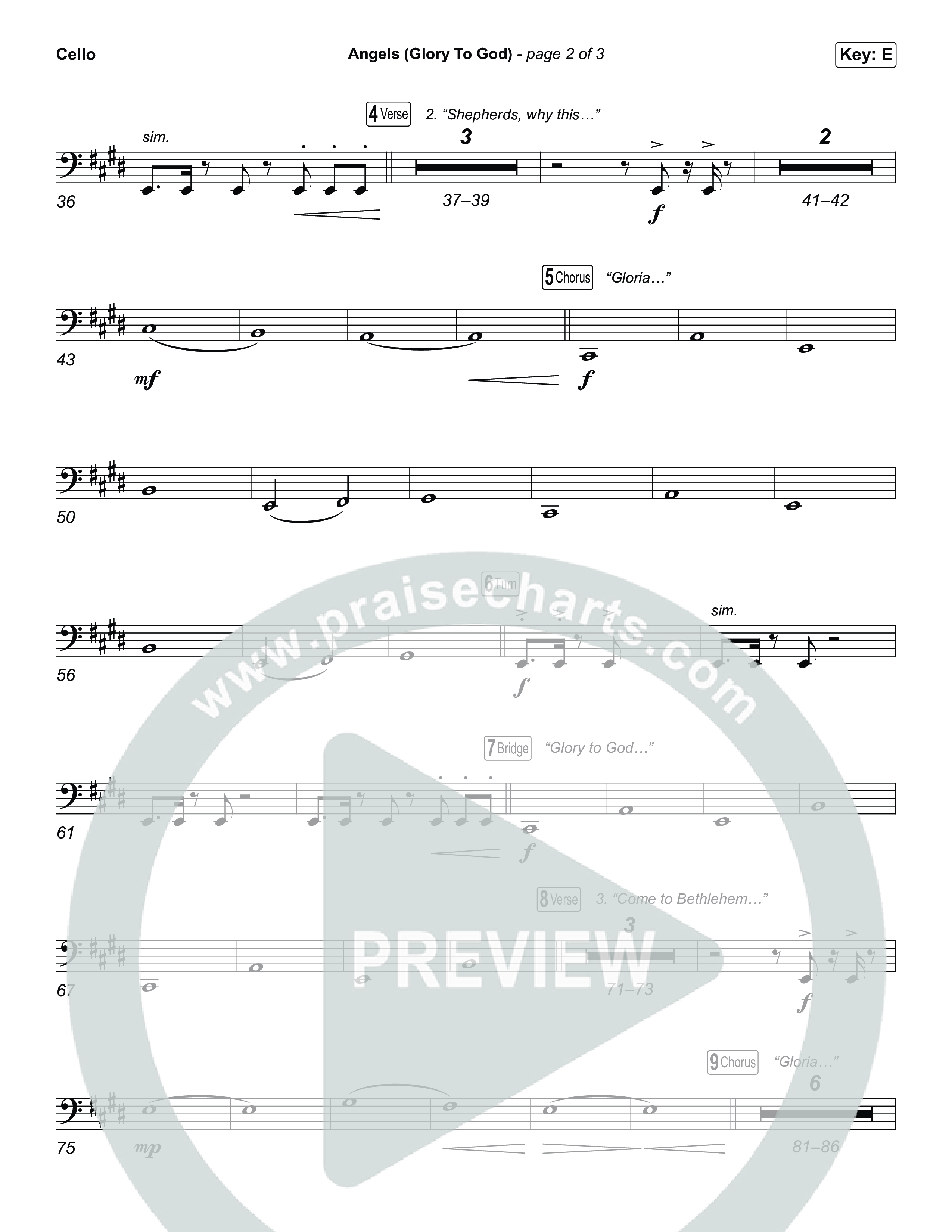Angels (Glory To God) (Choral/SATB) Cello (Travis Cottrell / Arr. Mason Brown)