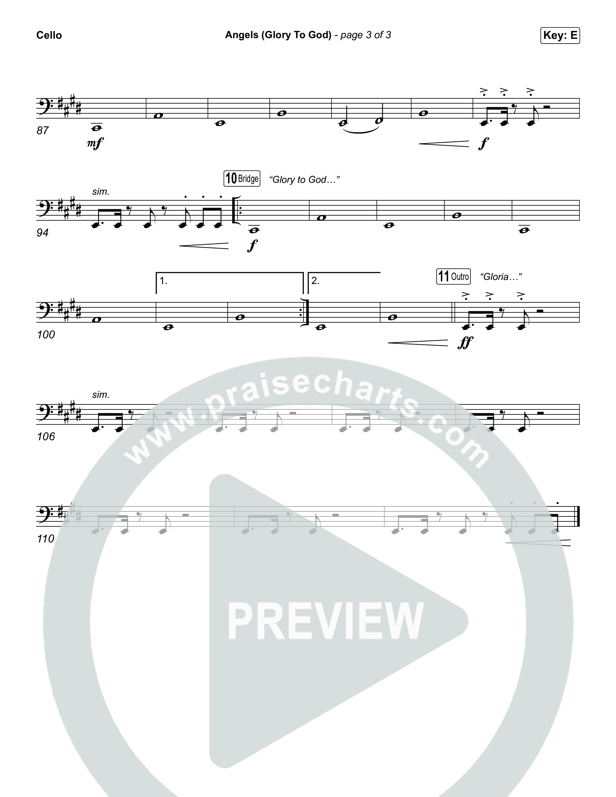 Angels (Glory To God) (Choral/SATB) Cello (Travis Cottrell / Arr. Mason Brown)